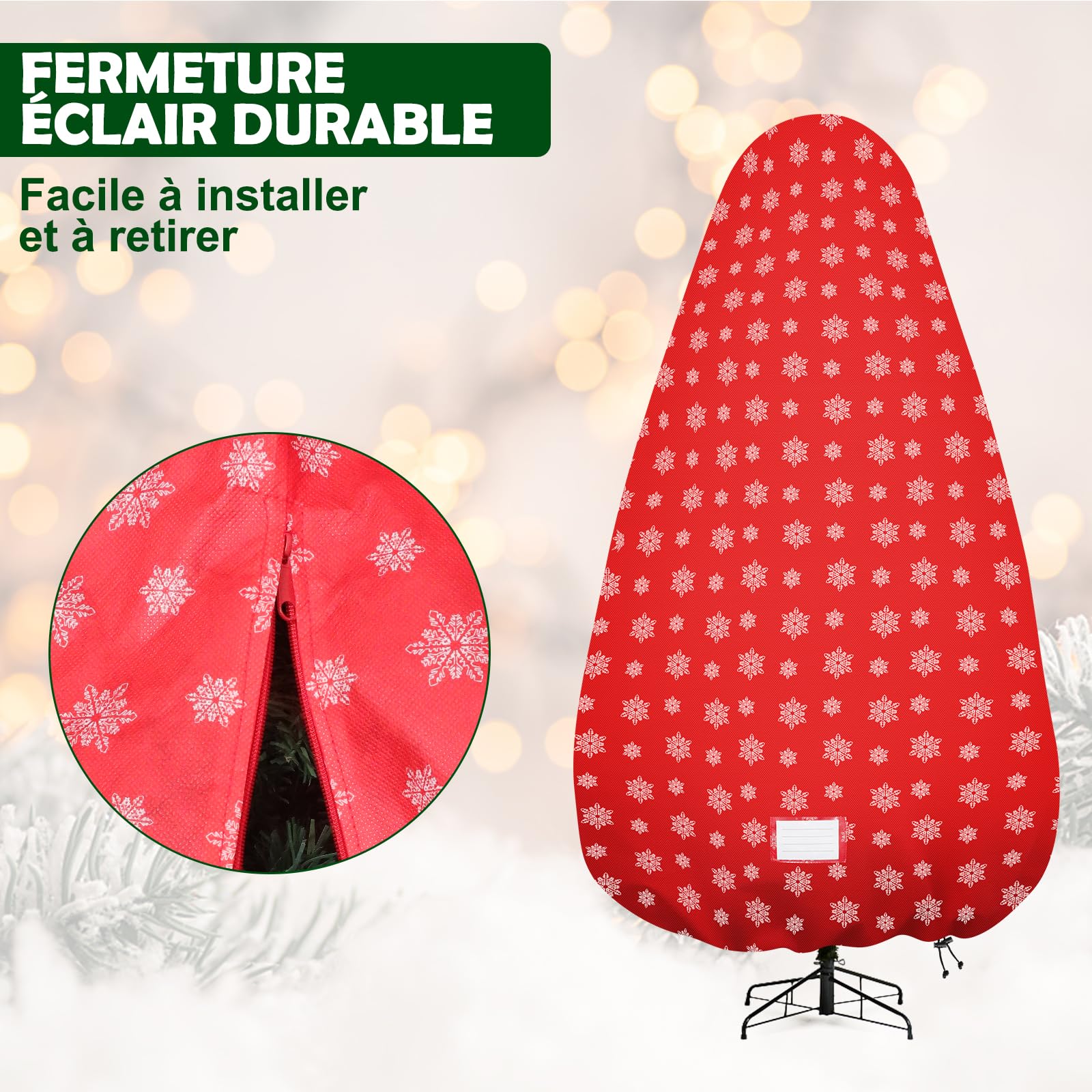 Sac de rangement vertical pour sapin de Noël, housse de rangement pour sapin de Noël avec sangles réglables, sac de rangement résistant aux déchirures pour arbres de Noël assemblés de 2,3 m,