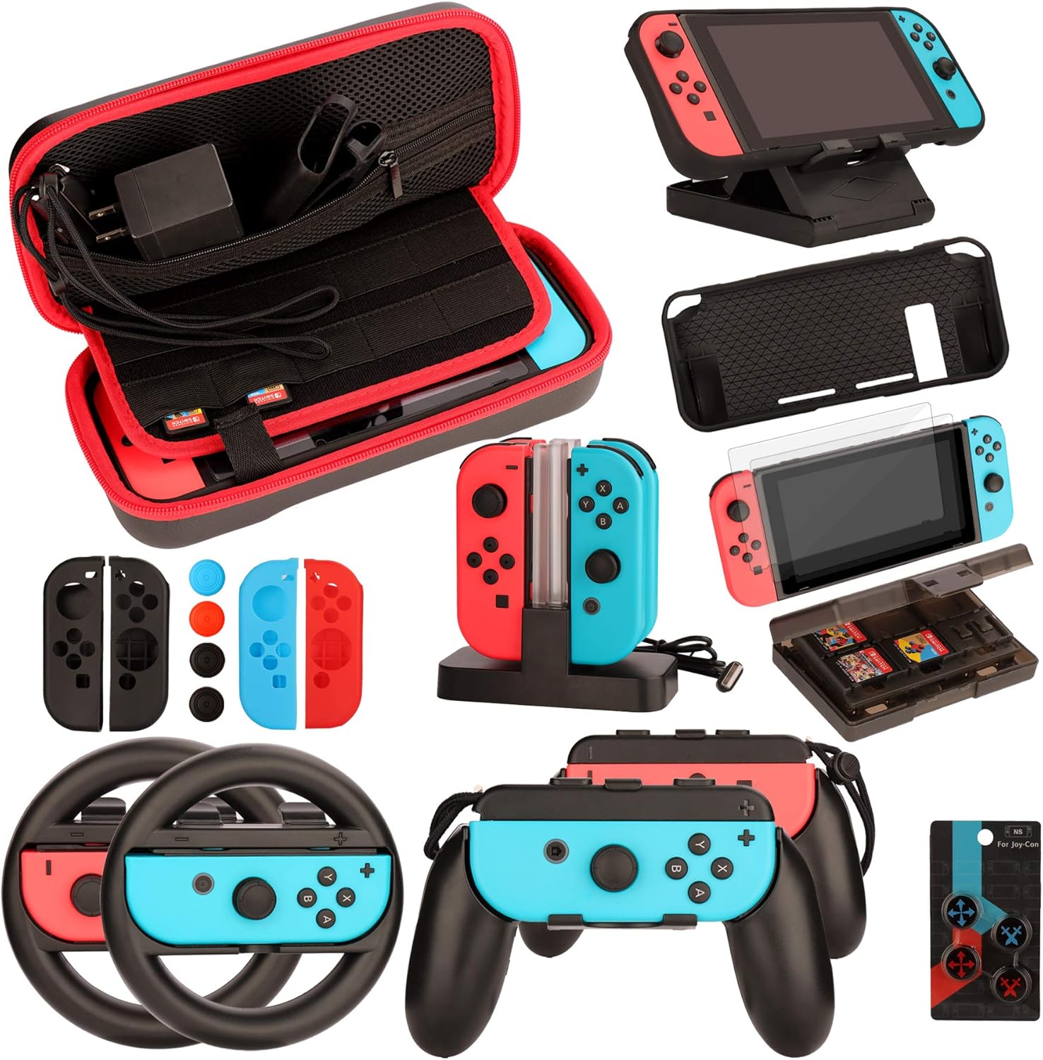 Switch Accessories Bundle for Nintendo Switch Carrying Case, Screen Protector