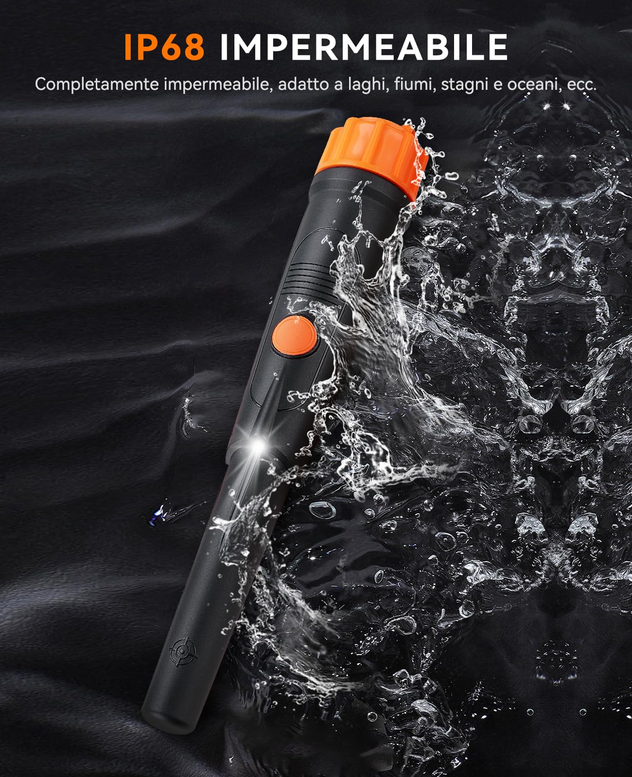SUNPOW Pinpointer Metal Detector - Pinpointer Impermeabile Portatile a 360° con Luce LED e Batteria 9V per Caccia al Tesoro Oro, Suono e Vibrazione di Tre Modalità ad Alta Sensibilità- OTMD01