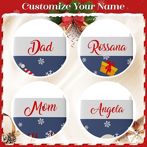 Miniatura 2 de Magimagine Medias de Navidad personalizadas con nombres familiares medias de Navidad rústicas de granja adorno colgante para chimenea decoración