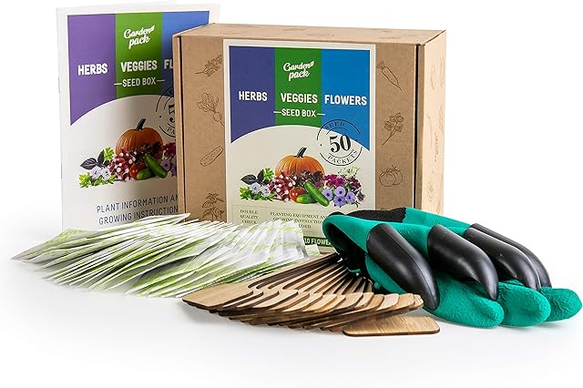 Grow Your Own Seed Box by Garden Pack - Vegetable, Herbs and Flowers Seed Kit (50 Varieties Kit)