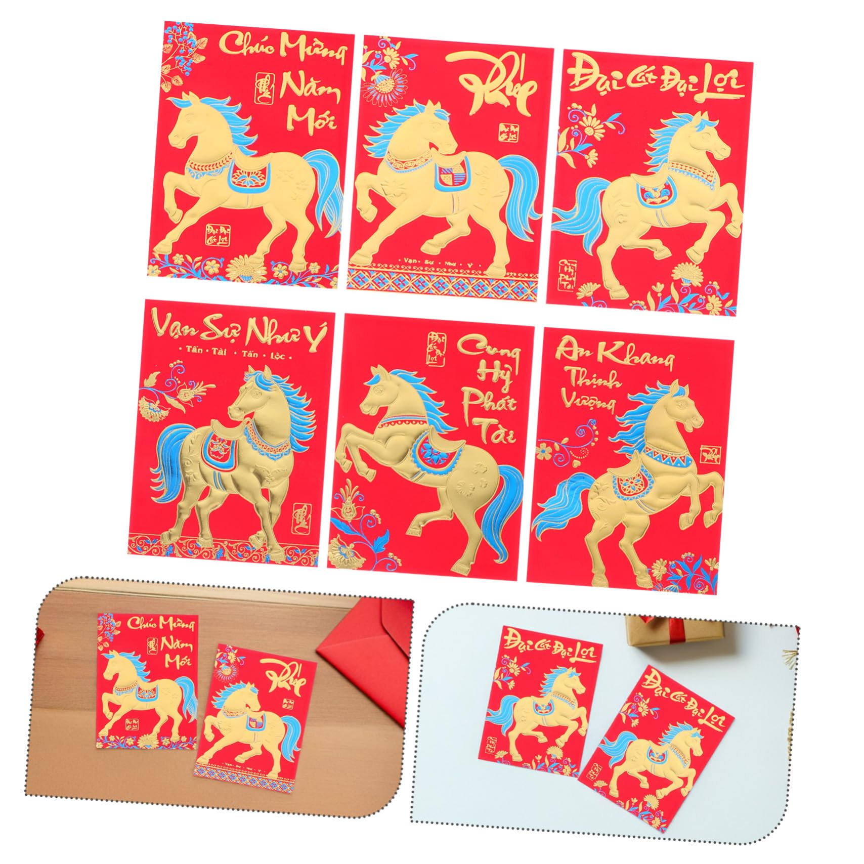 DOITOOL 360piezas Sobres Rojos Año del Caballo Sobres Rojos Chinos Hong Bao para Celebraciones Vietnamitas y Ocasiones Festivas