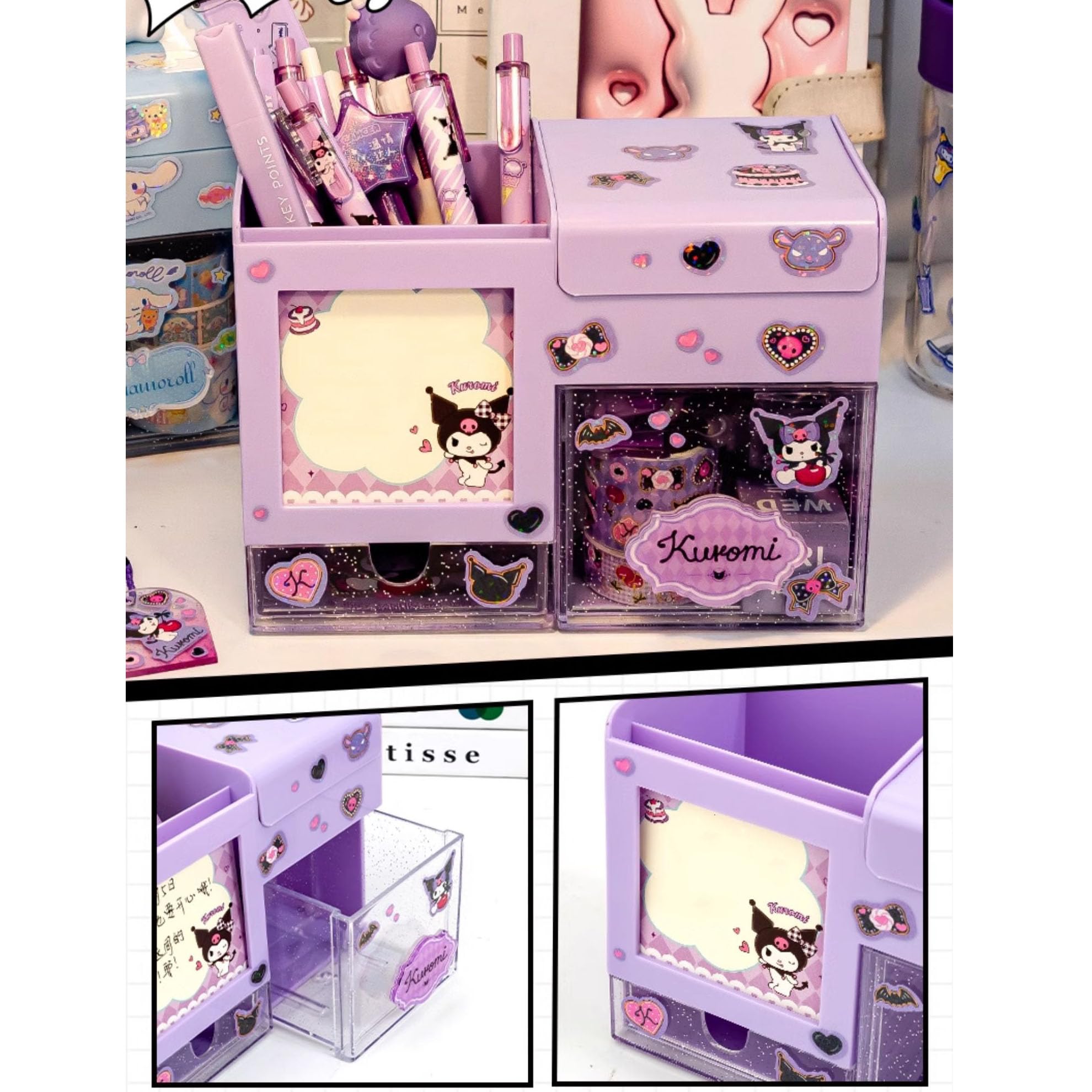 Joyxiwa Porte-Crayons Cochon Mignon - Organiseur De Bureau En Plastique, Pot à Pinceaux Maquillage Et Papeterie Pour Étudiantes Et Bureau
