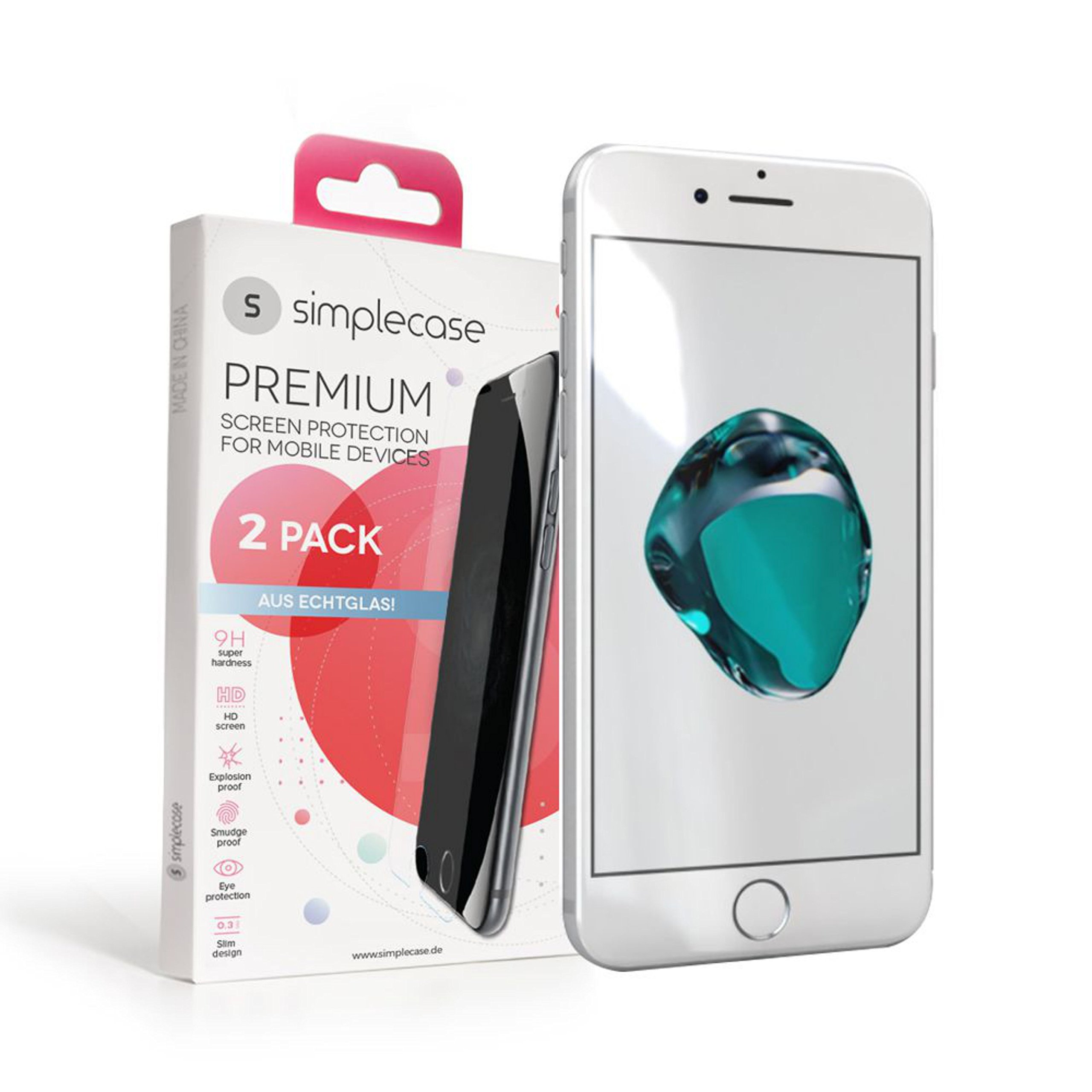 simplecase Tempered Glass Compatible with Apple iPhone 7, Full Screen Premium Screen Protector, 100% Coverage