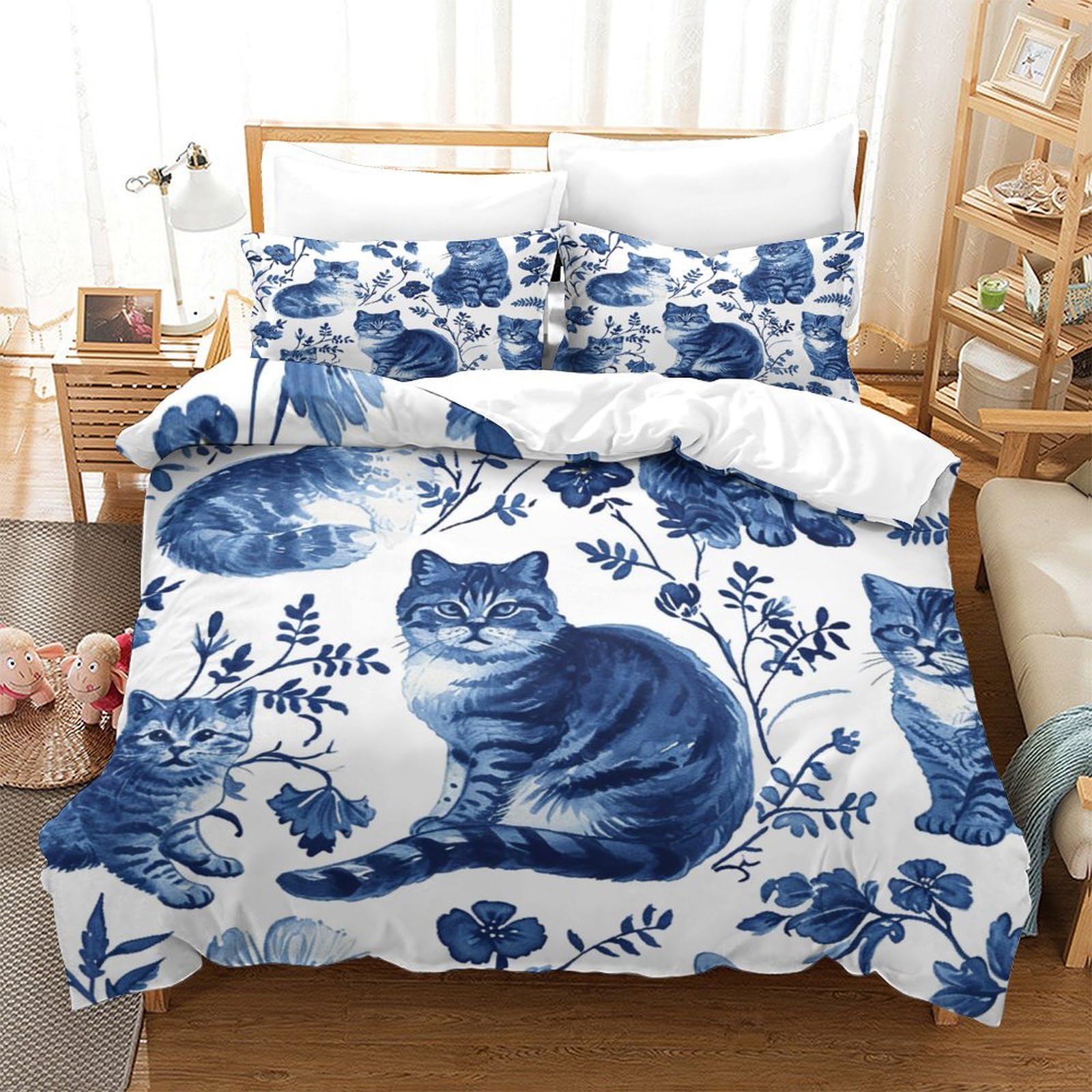 Parure de lit chat mignon anti-plis et douce pour éliminer la corvée de repassage
