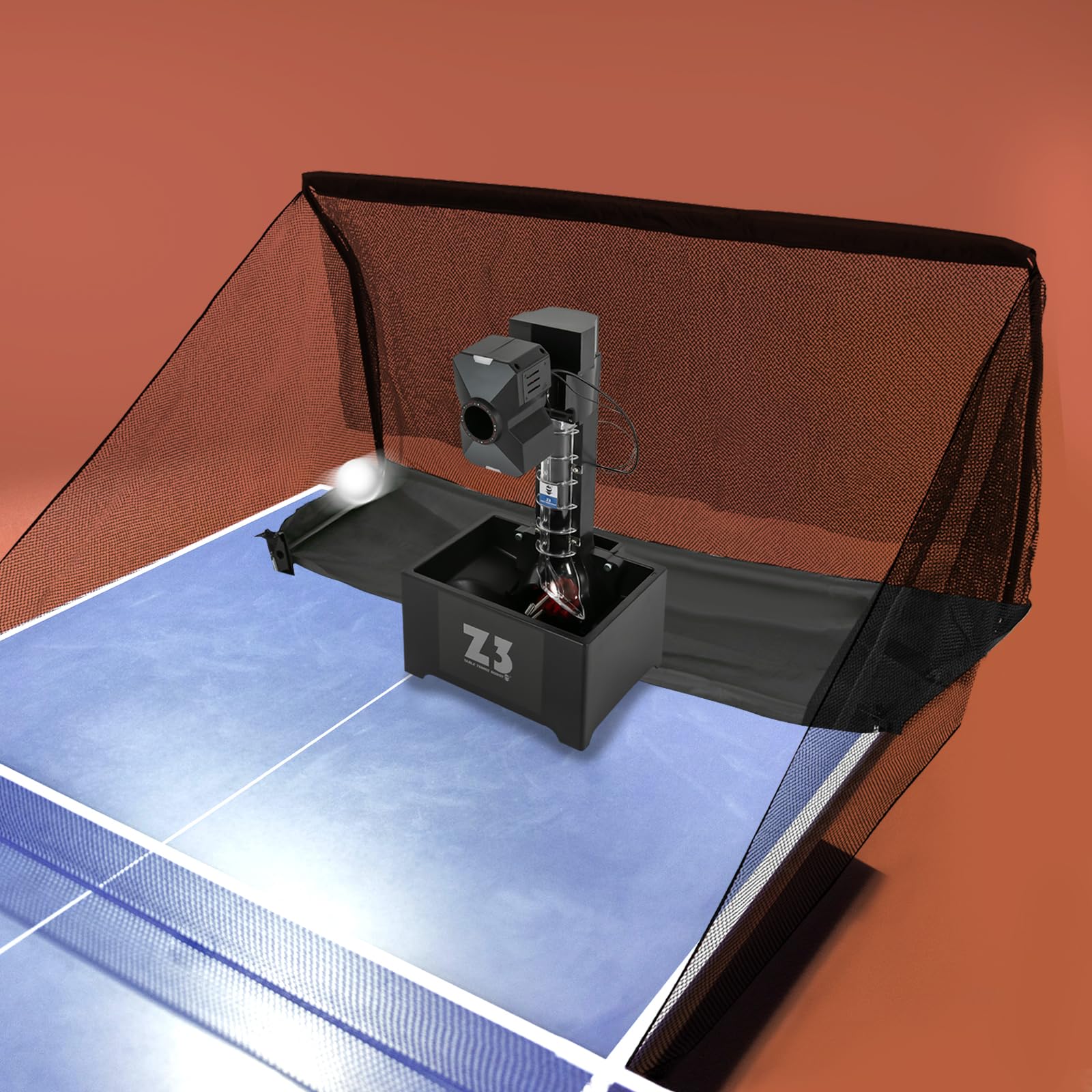 Profi Tischtennis-Trainer-Roboter: Automatischer Pong-Maschinenwerfer mit Netz, 100 Bälle, 2.74*1.52m/9*5ft, Schwarz