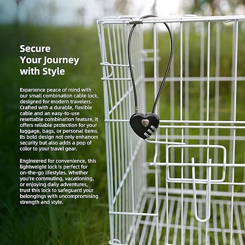Miniatura 6 de Cable de bloqueo de combinación de 3 dígitos de 1 pie, bloqueo de cable largo combinado con código, combinación de candado pequeño de alambre fino,