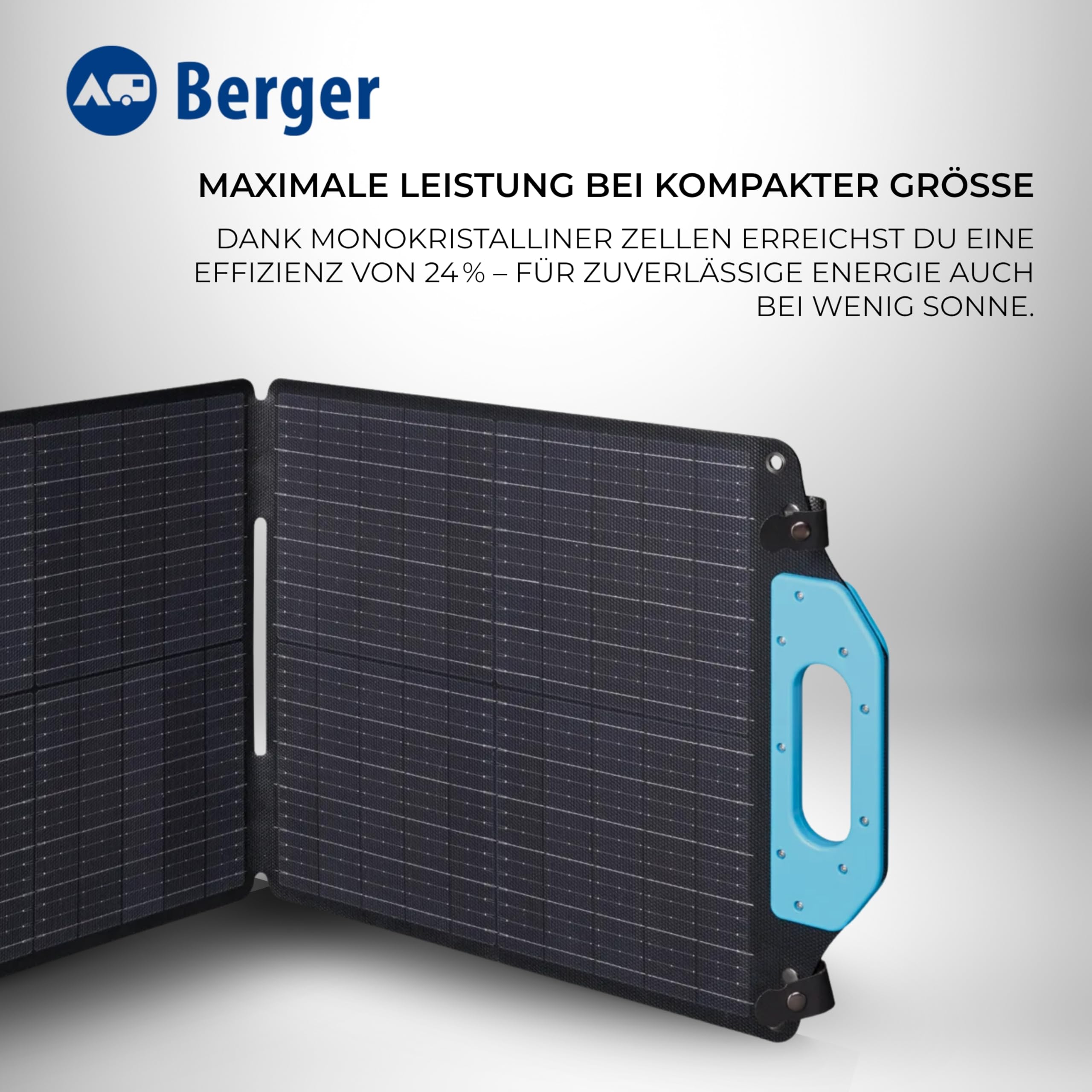 BERGER faltbares Solarpanel Monokristallines 60W bis 300W Solarmodul für Camping Outdoor Powerstation Batterie