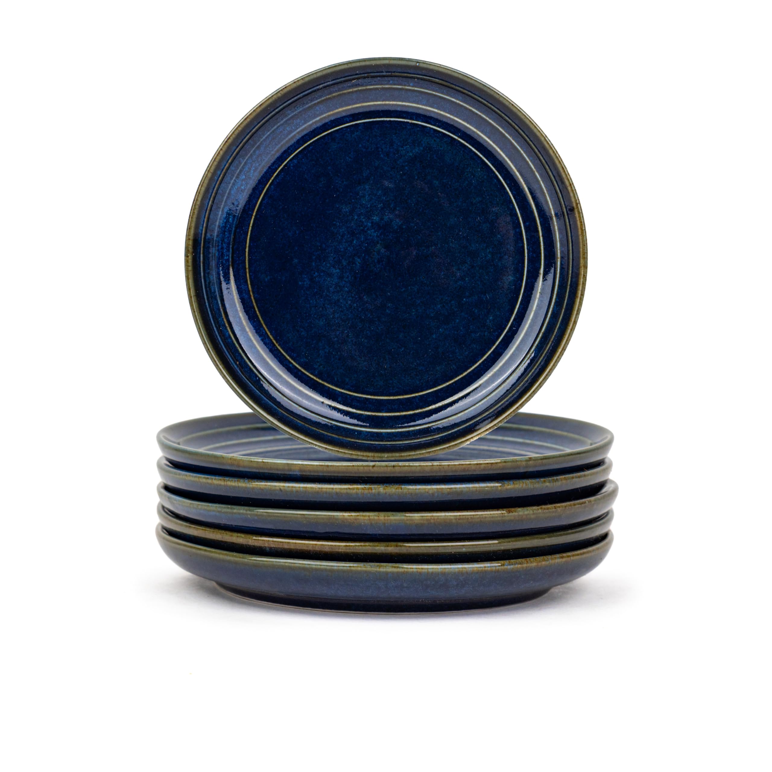 Quarter Plates Set of 6, Blue Green | Glossy Finish | Ceramic Snack Plates | Snacks Plates Set of 6 | Dessert Plates | Snack Plate | Small Plates (Quarter Plate, Blue Green)