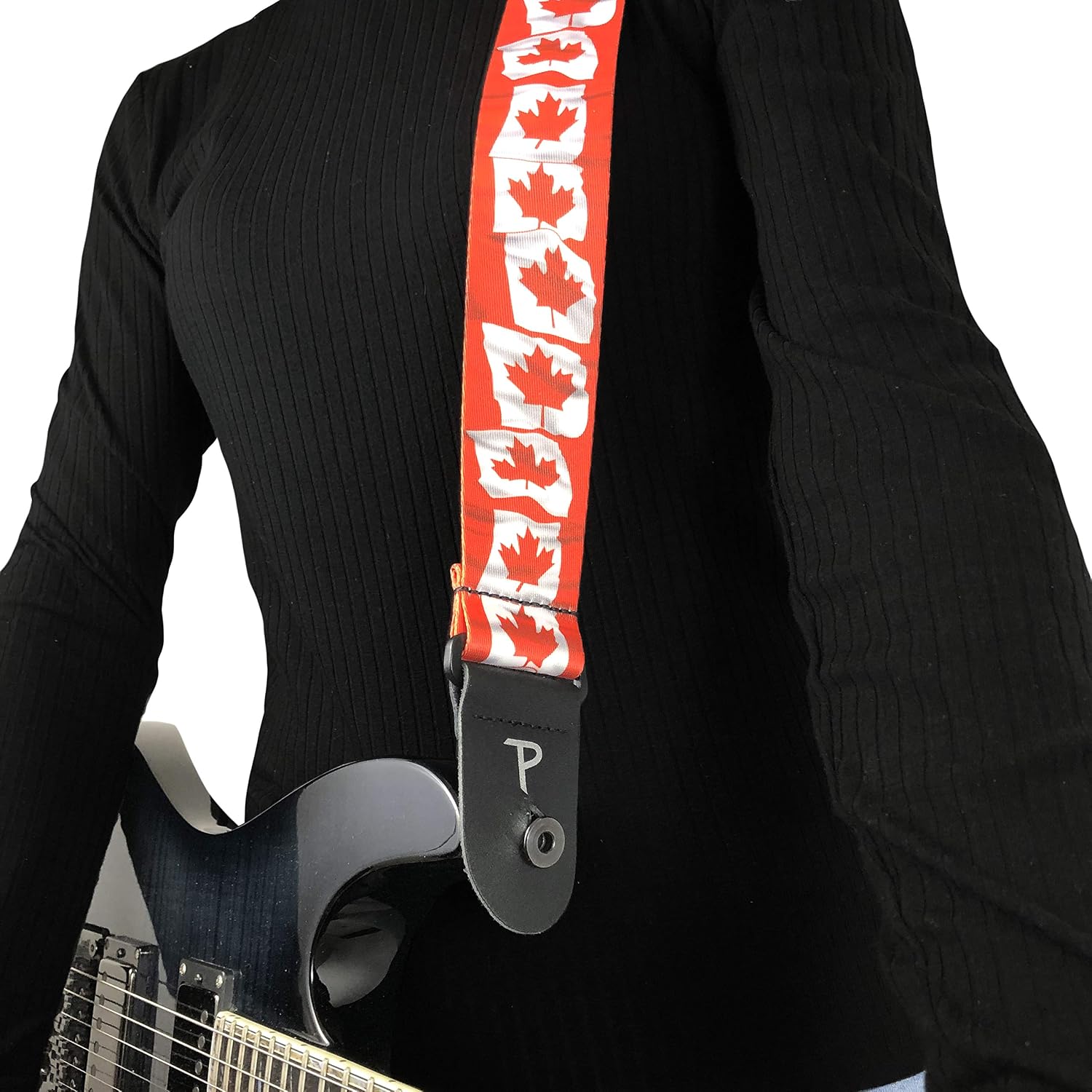 Perri's Leathers Ltd.- Guitar Strap- Polyester-Canada Flag- Adjustable - For Acoustic/Bass/Electric Guitars - Made in Canada (LPCP-2014)