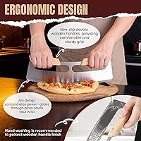 Vista 5 de Pizza Cutter Rocker Blade with Wooden Handle, Premium 14inch Pizza Knife Rocker Cutter with Sharp Stainless Steel Blade and Protective Cover