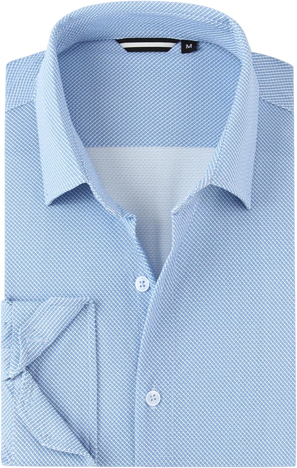 Damipow Mens 8-Way Stretch Dress Shirts Wrinkle Free Button Down Shirts Long Sleeve Knit Jacquard Business Casual Shirt