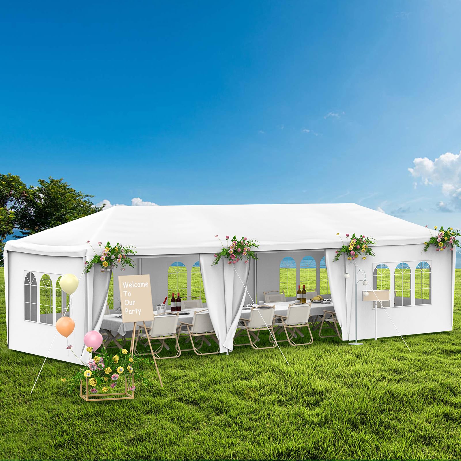 Zimtown 10'x30' Large Wedding Tent Canopy, White, Outdoor