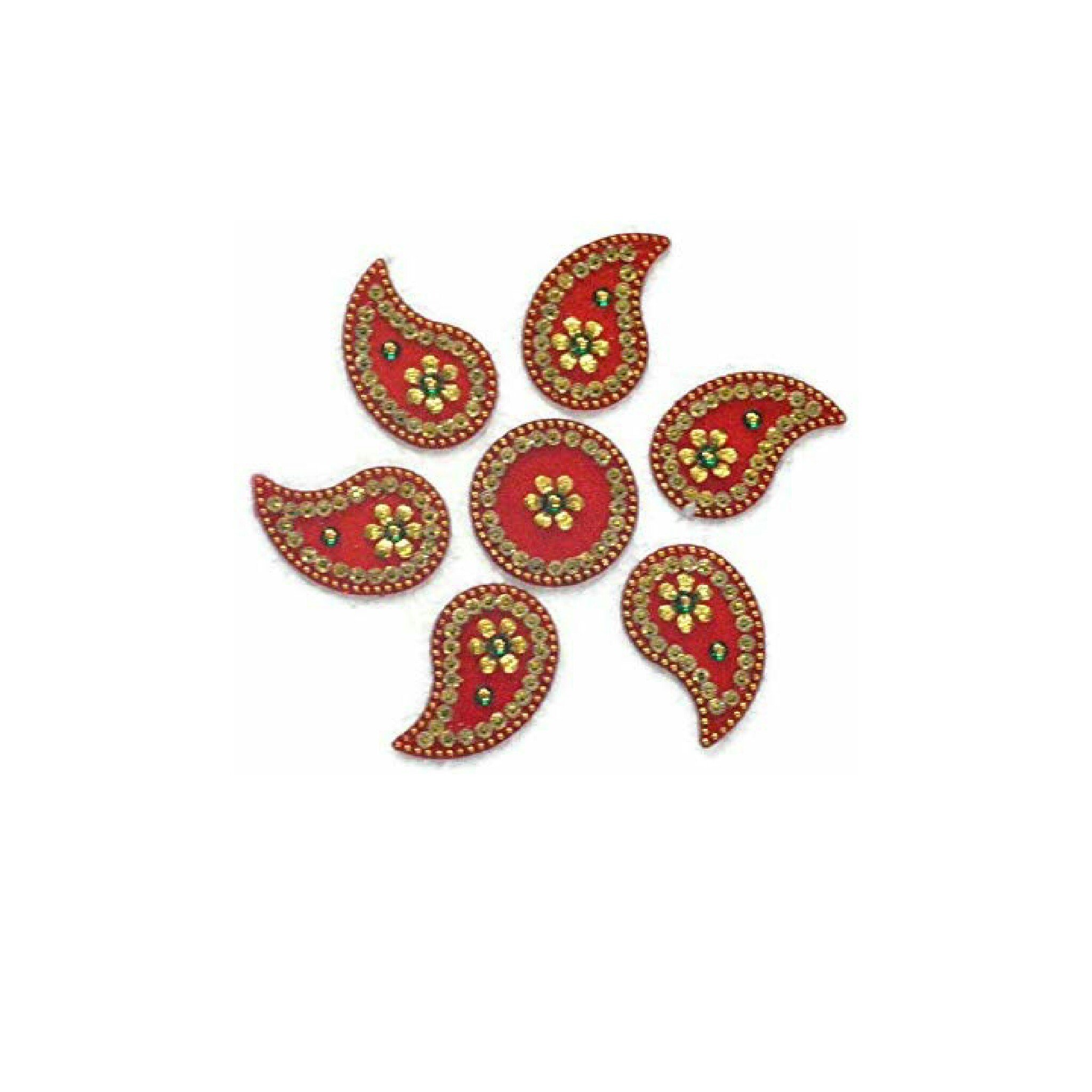 2601 Designer Single Piece Attractive Acrylic Stone and Pearl Kundan Rangoli - Multiple Design can be Done Pack of 7PCS-image-22