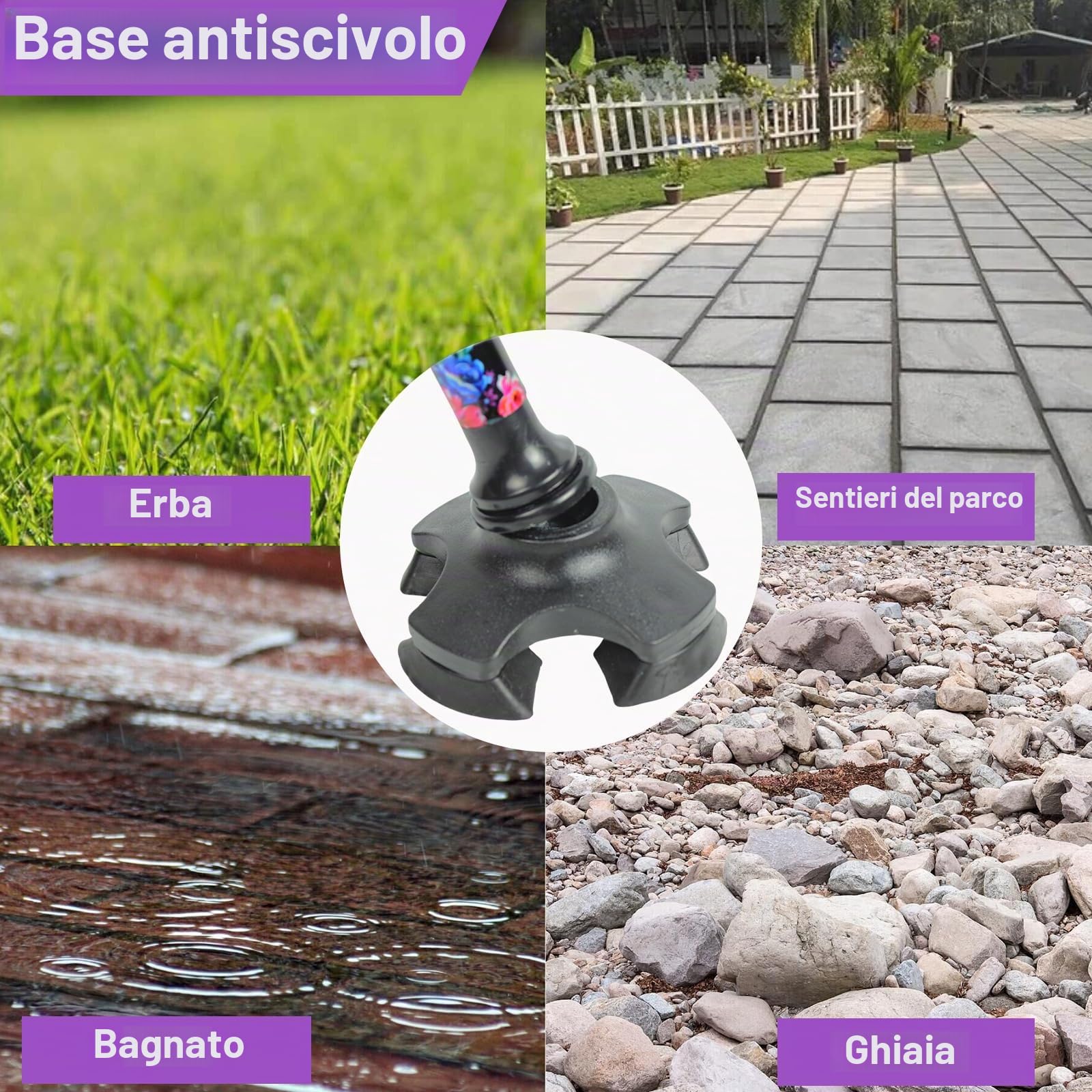 BeGrit Bastone per Anziani Telescopico Bastoni da Passeggio Donna Bastone Tre Piedi per Anziani Regolabile Bacchette per Camminare Autoportante Bastoncini da Passeggio 3 Piedi Regalo per Uomo Anziano