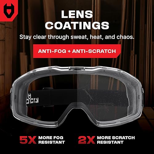 Miniatura 5 de NoCry Gafas de seguridad antivaho sobre anteojos para hombres y mujeres — ANSI Z87.1 Premium antiarañazos y UV380 — Protección ocular con lente