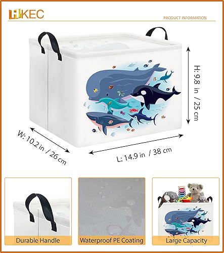 Miniatura 139 de Cesta de almacenamiento rectangular con asas, cesta de almacenamiento plegable, caja de libros, cesta de regalo (calabaza enojada)