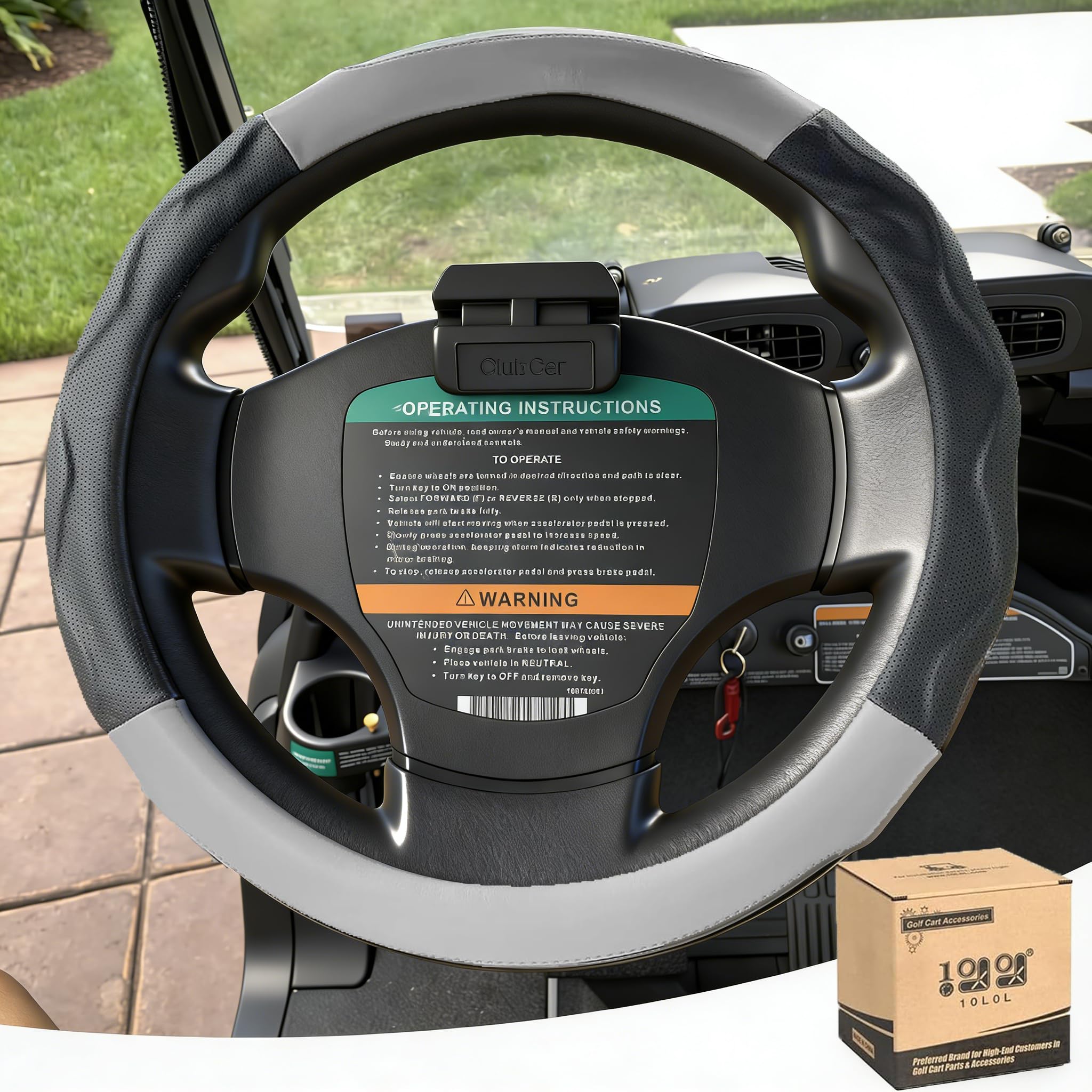10L0L Golfwagen-Lenkradhülle für Golfwagen, hochwertige Autoindustrie, 35,6 cm, passend für Club-Auto DS/Precedent