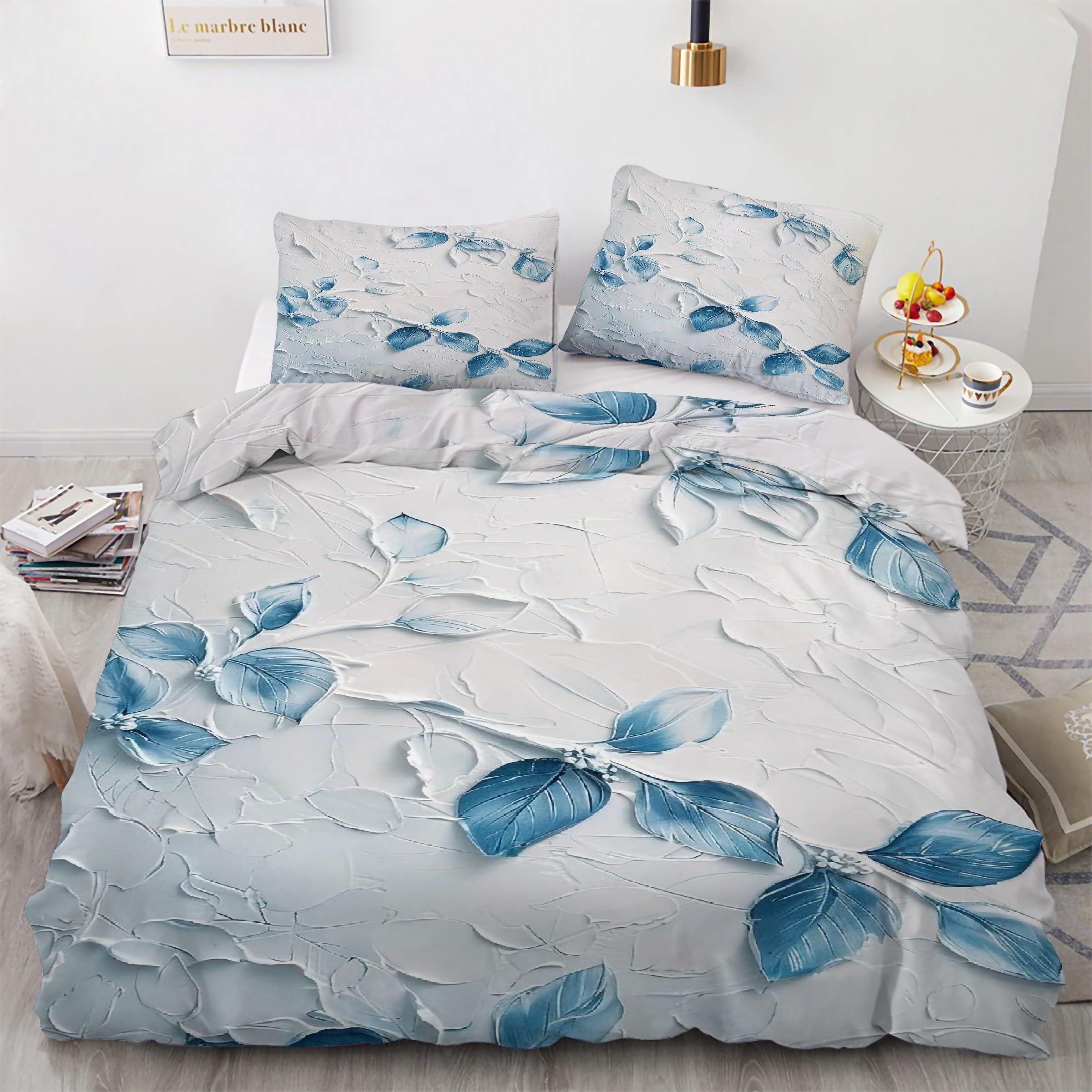 Parure de lit 90x190 feuille anti-plis en microfibre douce avec zip pour couette fixe