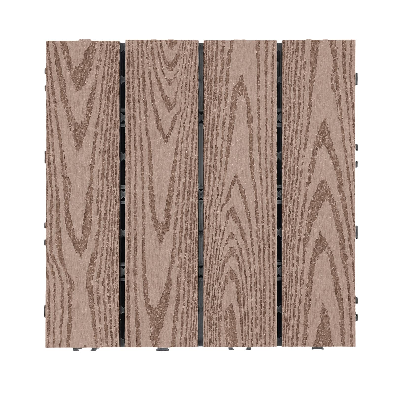 Lot de 22 dalles de terrasse en WPC - Aspect bois - Carreaux de sol à clipser - En plastique - 30 x 30 cm - Découpables - Avec drainage - Pour jardin, balcon, terrasse
