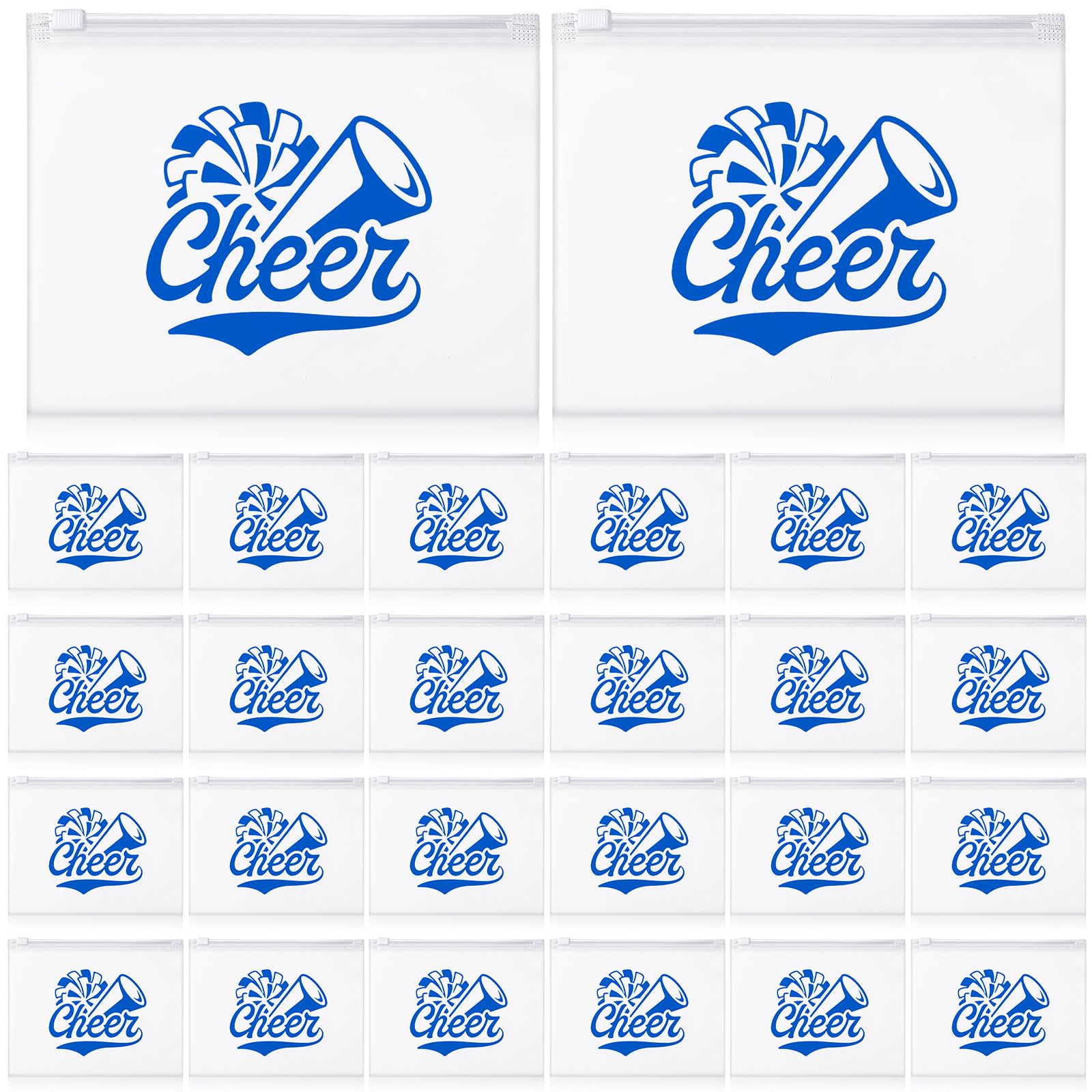 Sunnyray 60 Pcs Cheer Team Gifts Bulk Cheerleader Cosmetic Clear Makeup Bags with Zipper Cheerleading Gifts for Sport Team Inspirational EVA Bag Women