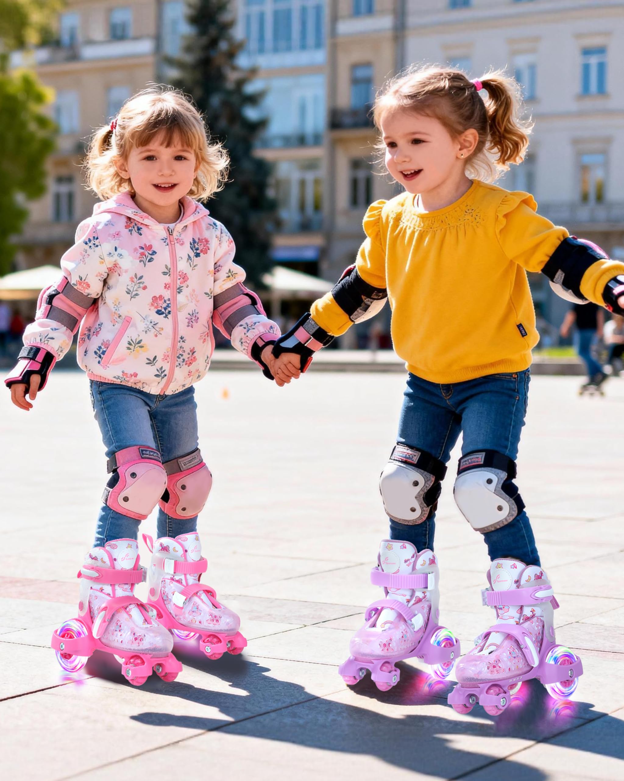 Patines 4 Ruedas Niña EU 24-31 Unicornios Ajustables 3-8 Años con LED Iluminación
