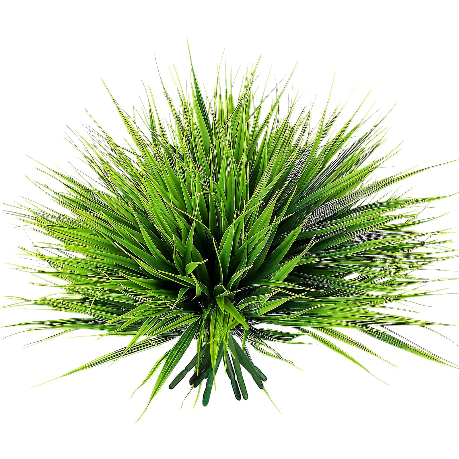 Yimingjin 12 Bundles Artificial Grass Fake Plants，Outdoor Fake Grass for Pot UV Resistant Patio Garden Porch Home Window Hanging Planter Decor Faux