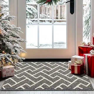 hicorfe Indoor Doormat,Front Back Door Mat Rubber Backing Non Slip Door Mats,20"x31.5" Low-Profile Absorbent Resist Dirt Entryway Doormat Inside Floor Mats Entrance Washable (Grey)
