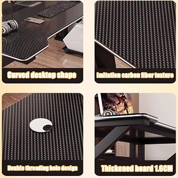Ergonomic Gaming Desk - Modern Computer Desk for Bedroom & Office, Stylish Gamer Workstation, Corner PC Laptop Table (Walnut, 100cm/39.3in)