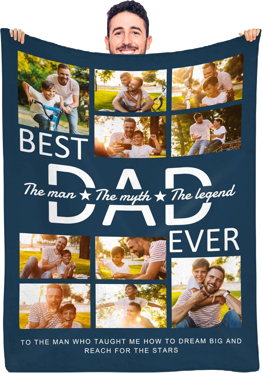 Artsadd Custom Blanket with Photo - Best Dad Ever Throw Blanket for Father's Day - 50x60Inch