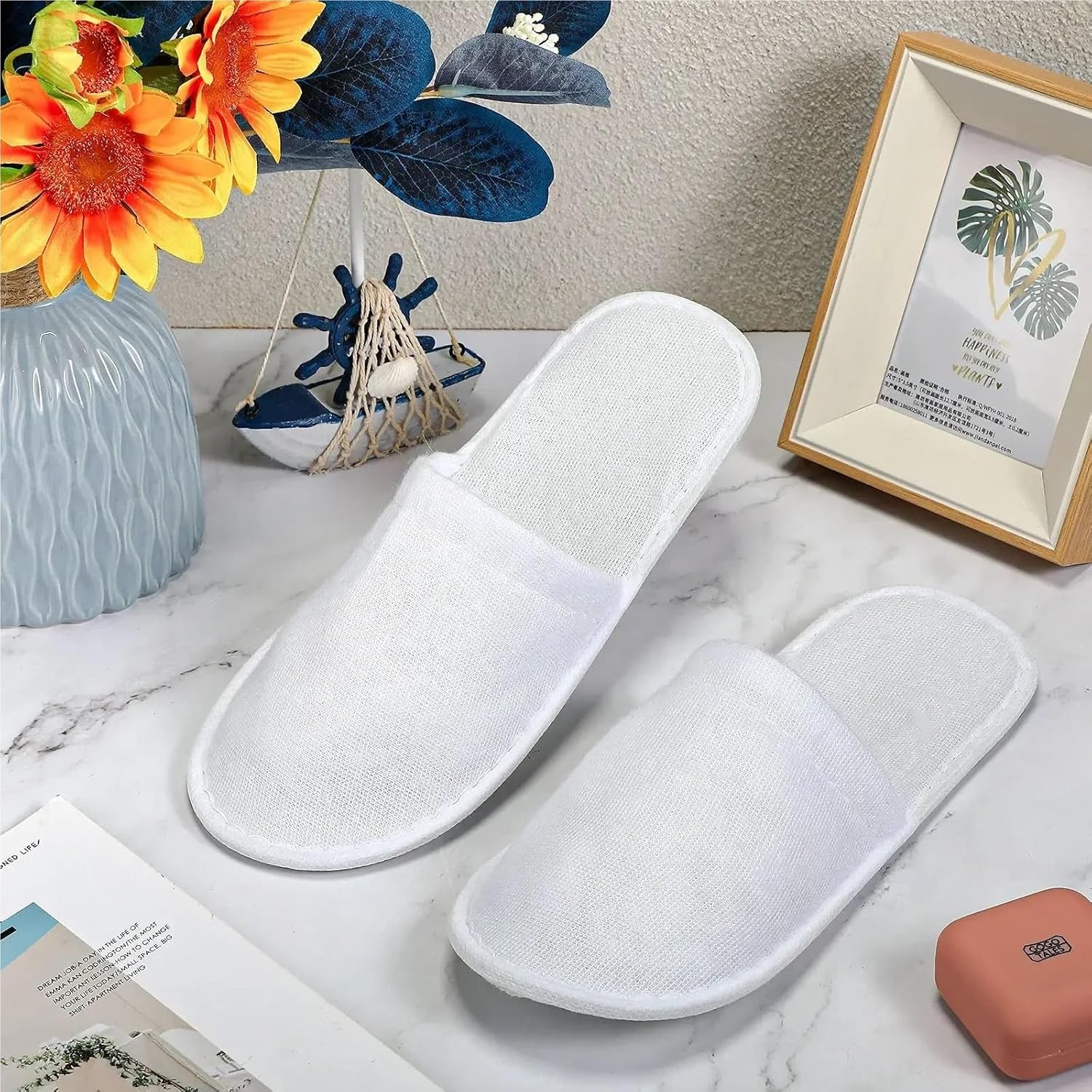 House Slippers 20 Pairs Closed Toe Plush Bathroom Slippers Suitable For Families,Hotels, SPA,Travel