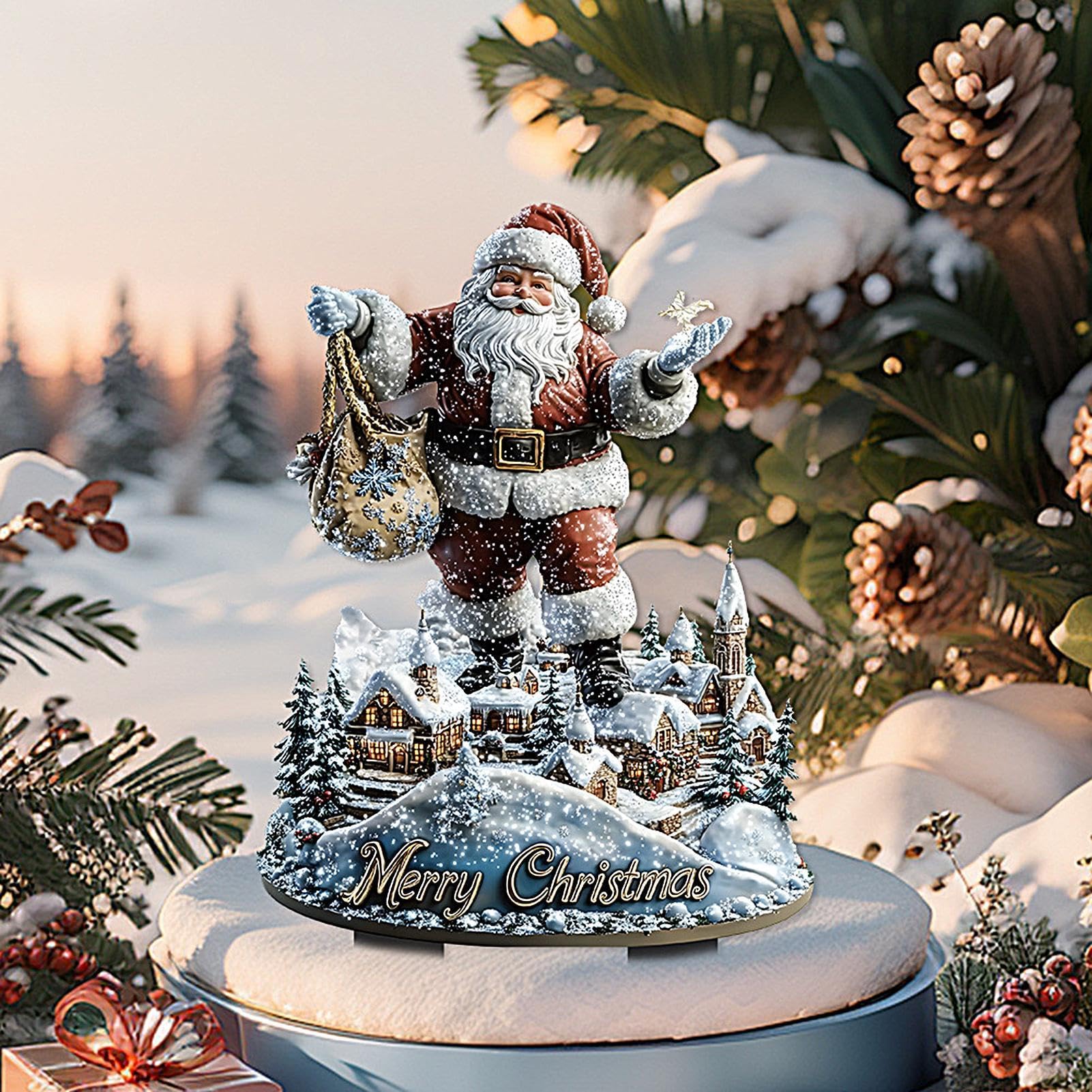 Wettarn Decorazioni Natalizie Da Giardino Per Esterni - Set 6 Figure Treno Con Babbo Natale, Pupazzo Di Neve E Luci LED 10m - Inclusi Paletti - Per Prato, Cortile, Casa - 2