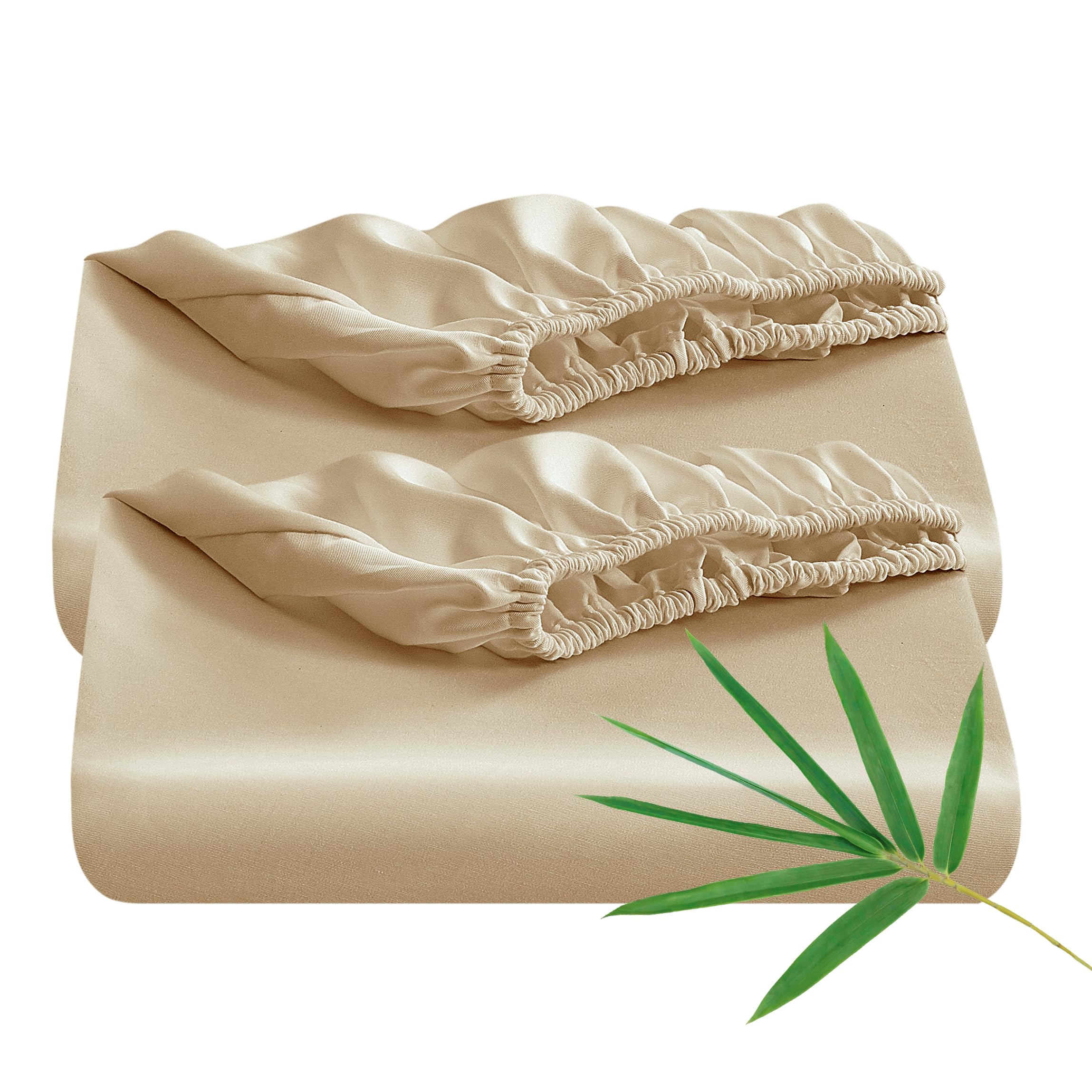 2 Pack Bamboo Viscose Fitted Sheet Twin XL Size Only, 400 Thread Count