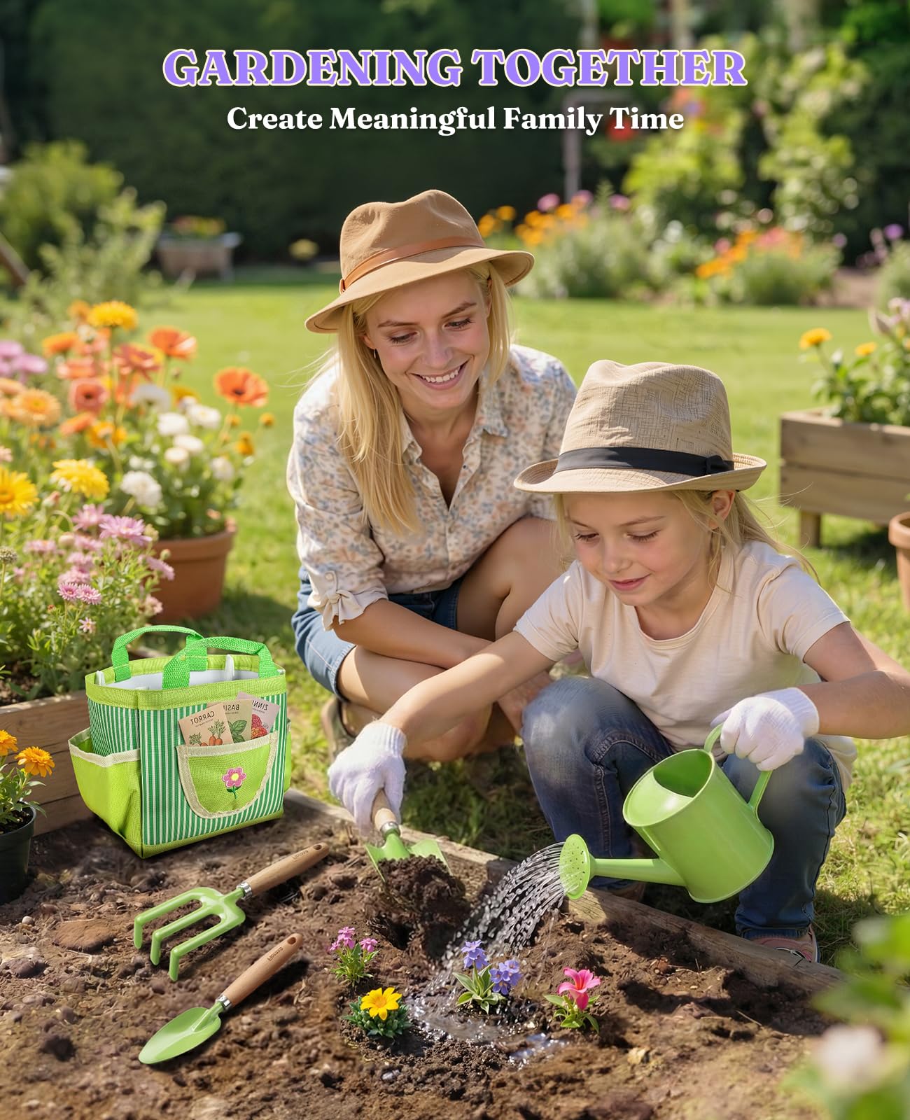 Ultimate Kinder-Gartenset, kindersicheres und Robustes Gartengeräte-Set für Spaß im Freien, Freude und Kreativität von Kindern zu wecken (Grün)