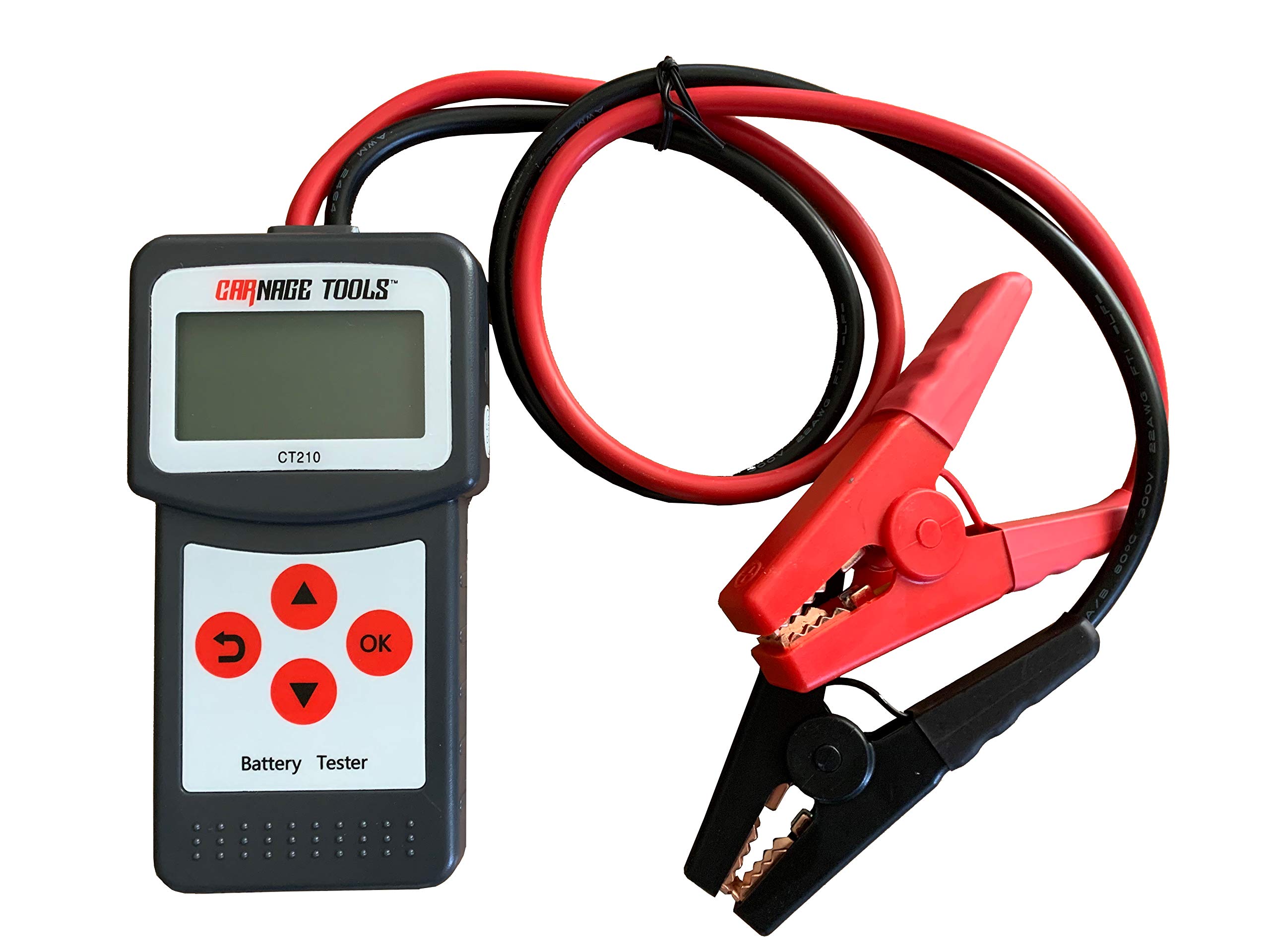 Carnage Tools Automotive Digital Battery Analyzer Tester Tool CT210 for Car 12V Auto Batteries, 2000 CCA, Charging and Starting System, Lead-Acid, Flooded, EFB, AGM, Gel