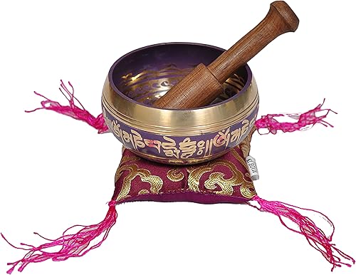 Miniatura 7 de Cuenco tibetano de Dharma con diseño tibetano tradicional con bandera tibetana de oración budista fabricado a mano en Nepal Azul Black, Blue, Azul