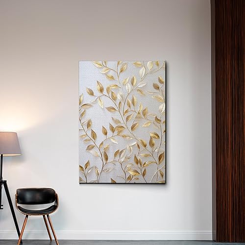 Miniatura 3 de Original Ginkgo biloba Print On Canvas, Modern Textured Gold Wall Art, Abstract Gold Leaves Print, Living room Wall Decor, Wall Art Canvas, Wall