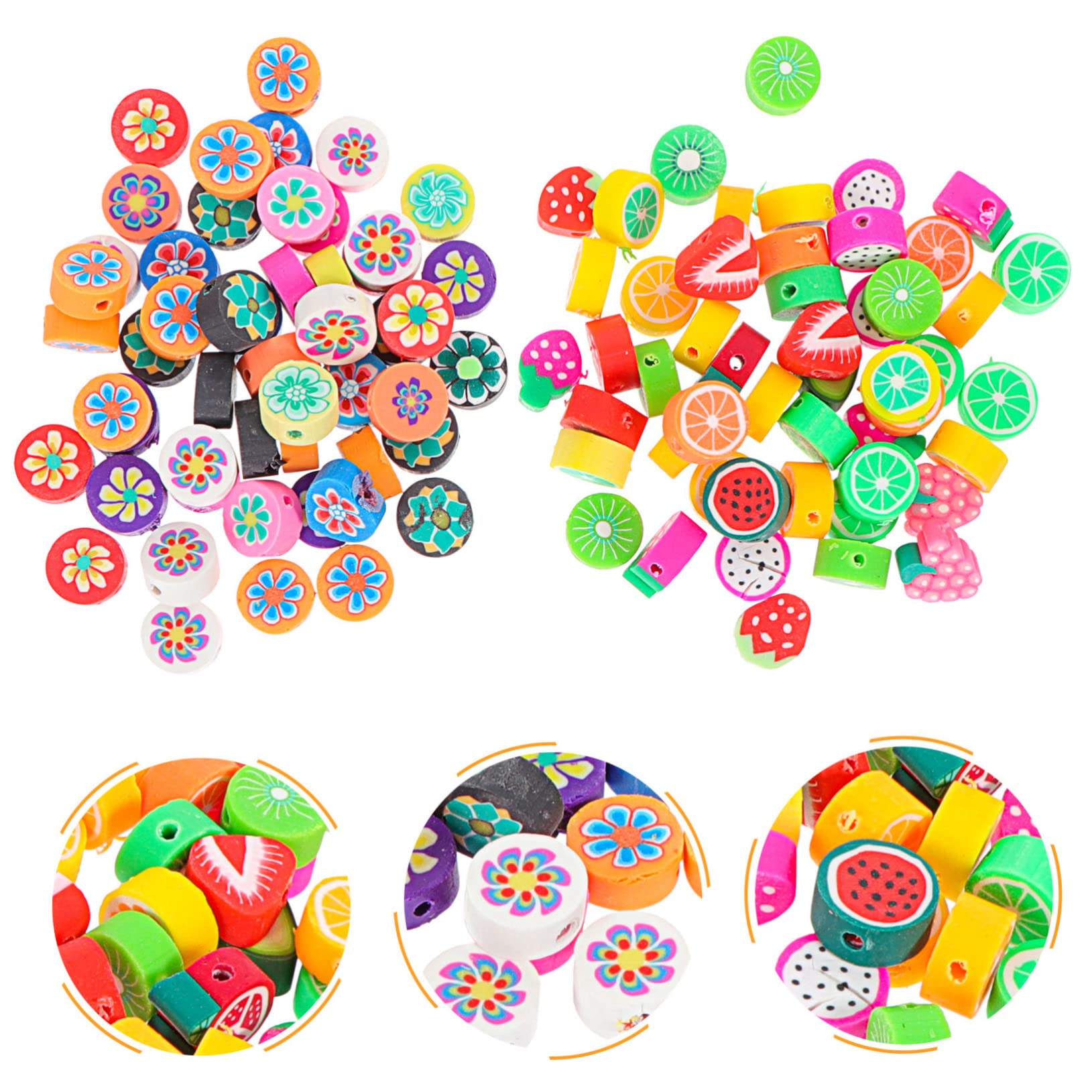 Uonlytech Abalorios De Frutas De Arcilla Polimérica Para Manualidades Diy Accesorios Para Pulseras Y Collares Para Adultos 100 Piezas*5