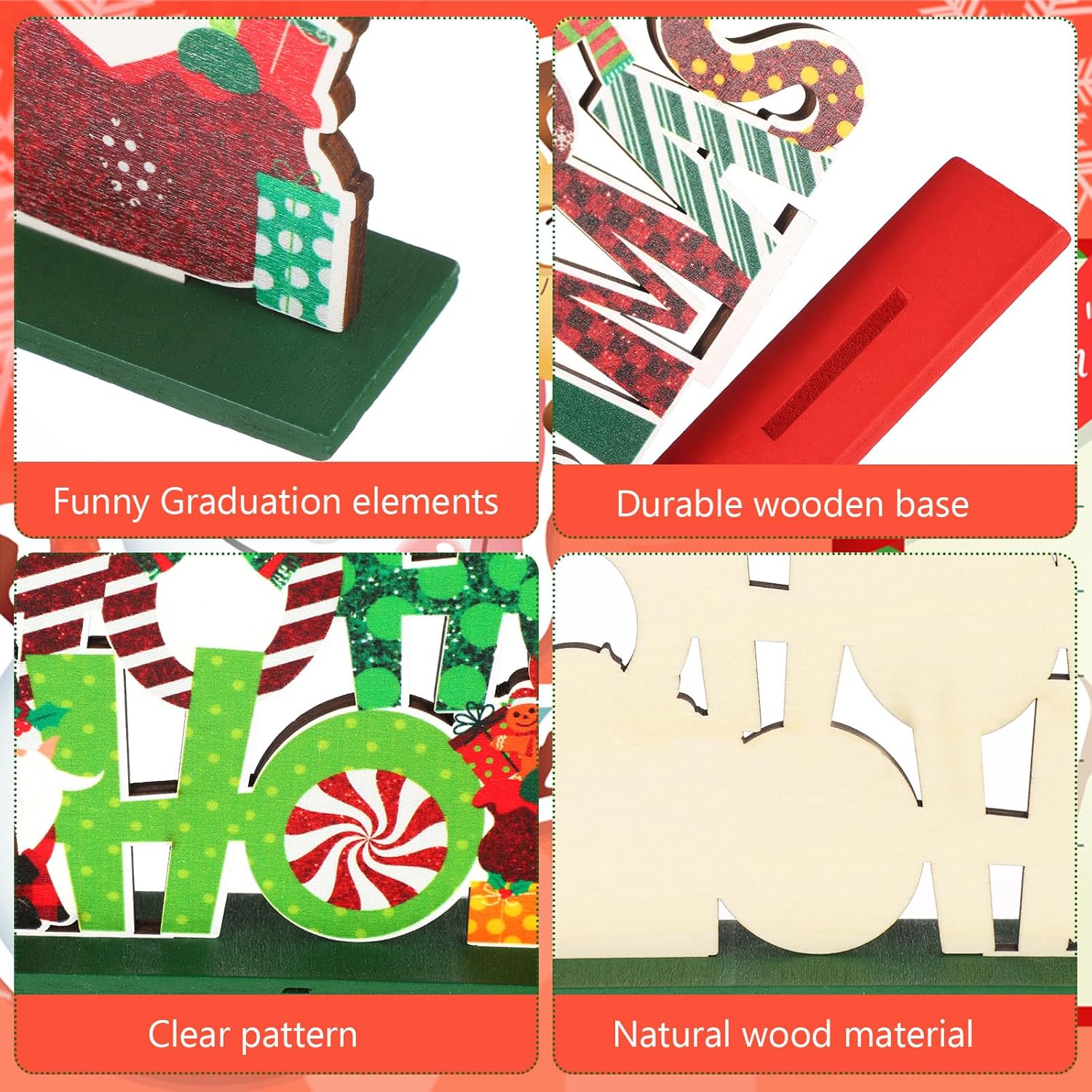 Hoolerry 6 Pcs Christmas Table Decorations Wooden Christmas Snowman Santa Table Centerpiece Reindeer Noel Joy Believe Merry Home Tabletop Signs Xmas Toppers for Kitchen Xmas Holiday Party Supplies