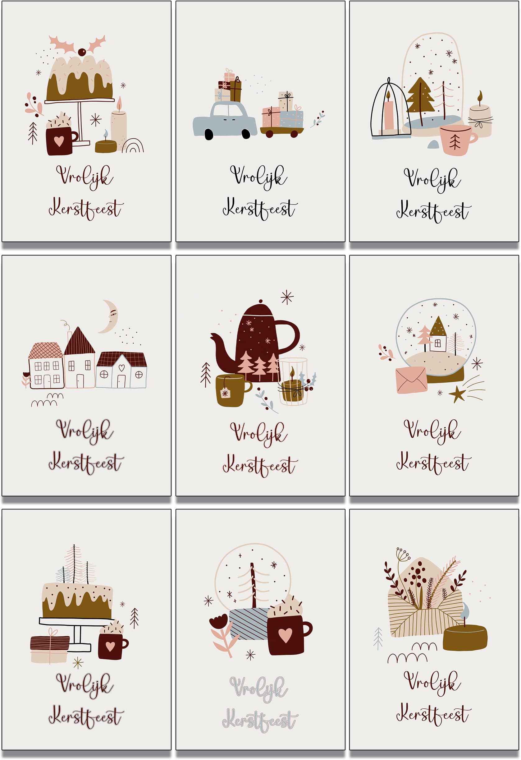 Chrstmas Cards Pack Of 10 Folded Cards Wth Whte Envelopes Watercolor - View #5