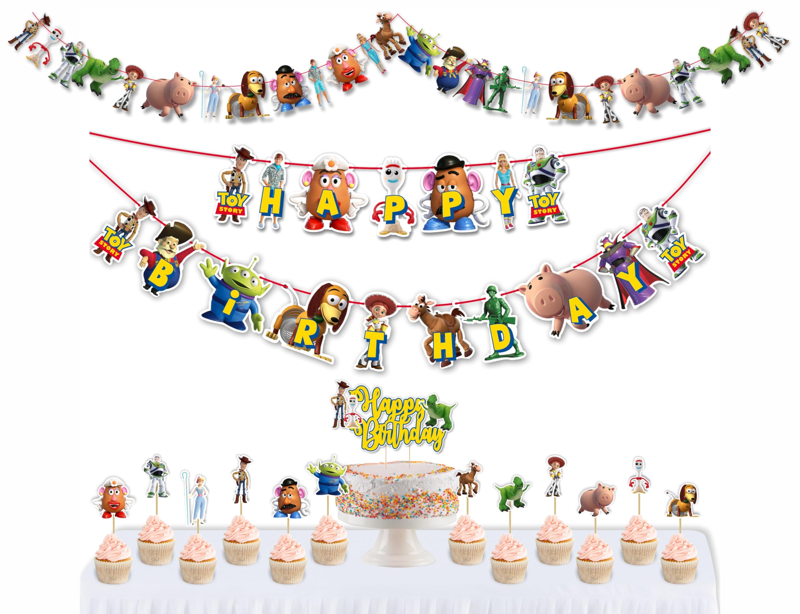 "Toy Stry Theme Birthday Party Supplies – Cartoon Character Decorations Inspired by Woody & Friends – Perfect for Birthday Parties, School Events, Family Gatherings, and Movie-Themed Celebrations"