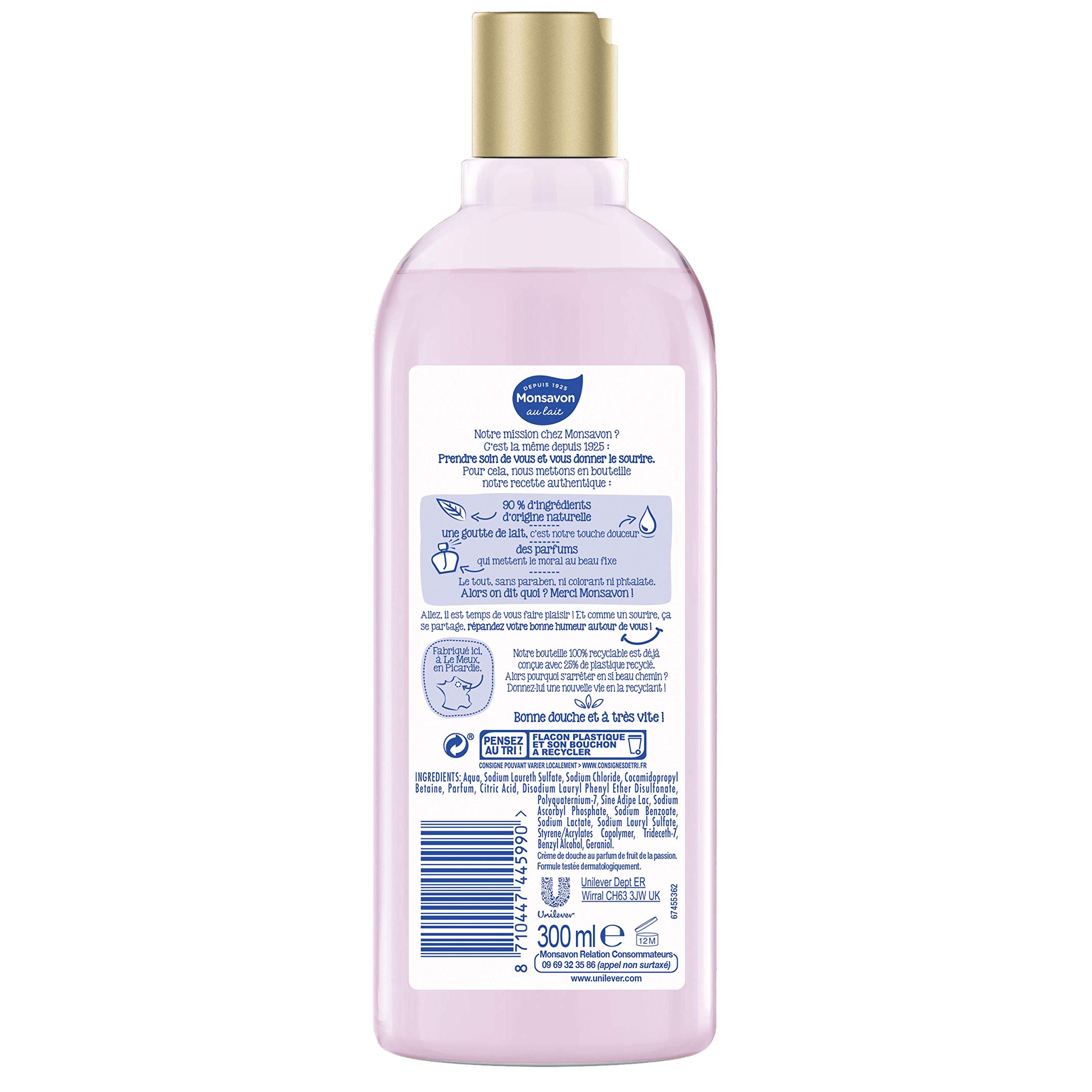 Monsavon - Gel de ducha de pasión bien afrutada 300 ml – Lote de 4