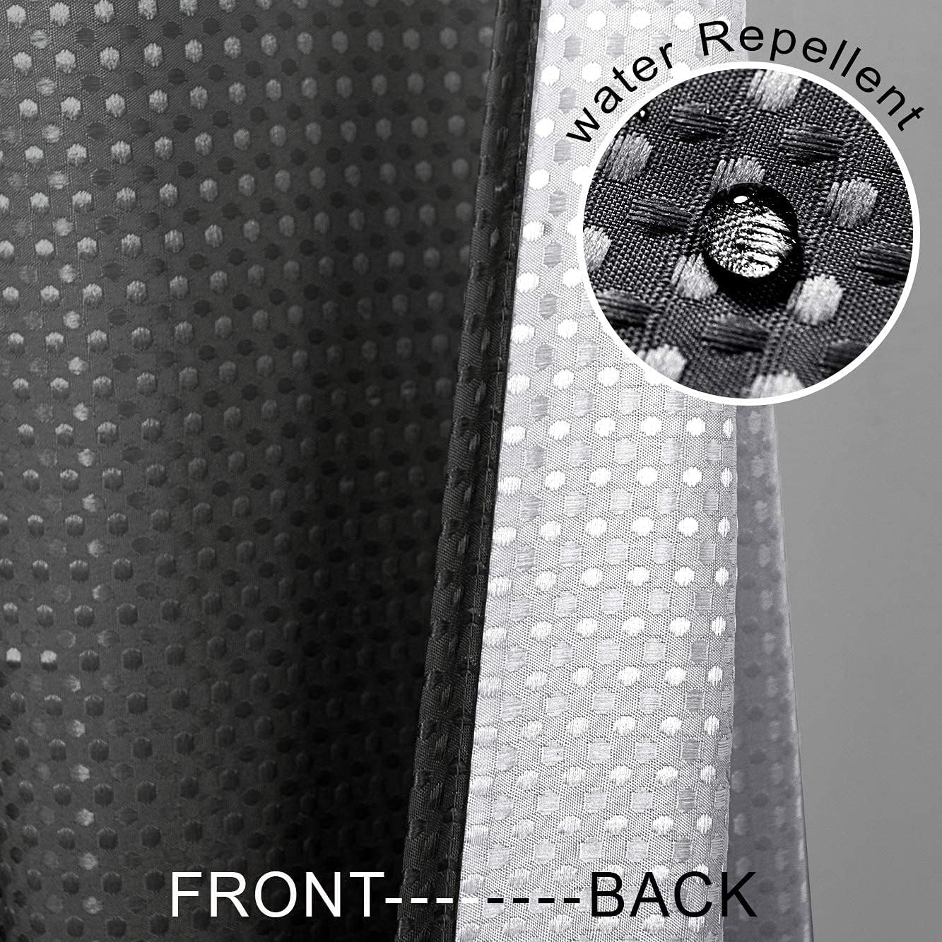 Mrs.Naturall Black and White Waffle Weave Fabric Shower Curtain Set with Hooks,Waterproof Modern Shower Curtains for Bathroom,Cute Ombre Dark Grey Cloth Bathroom Shower Curtain Sets,72x72 Inches