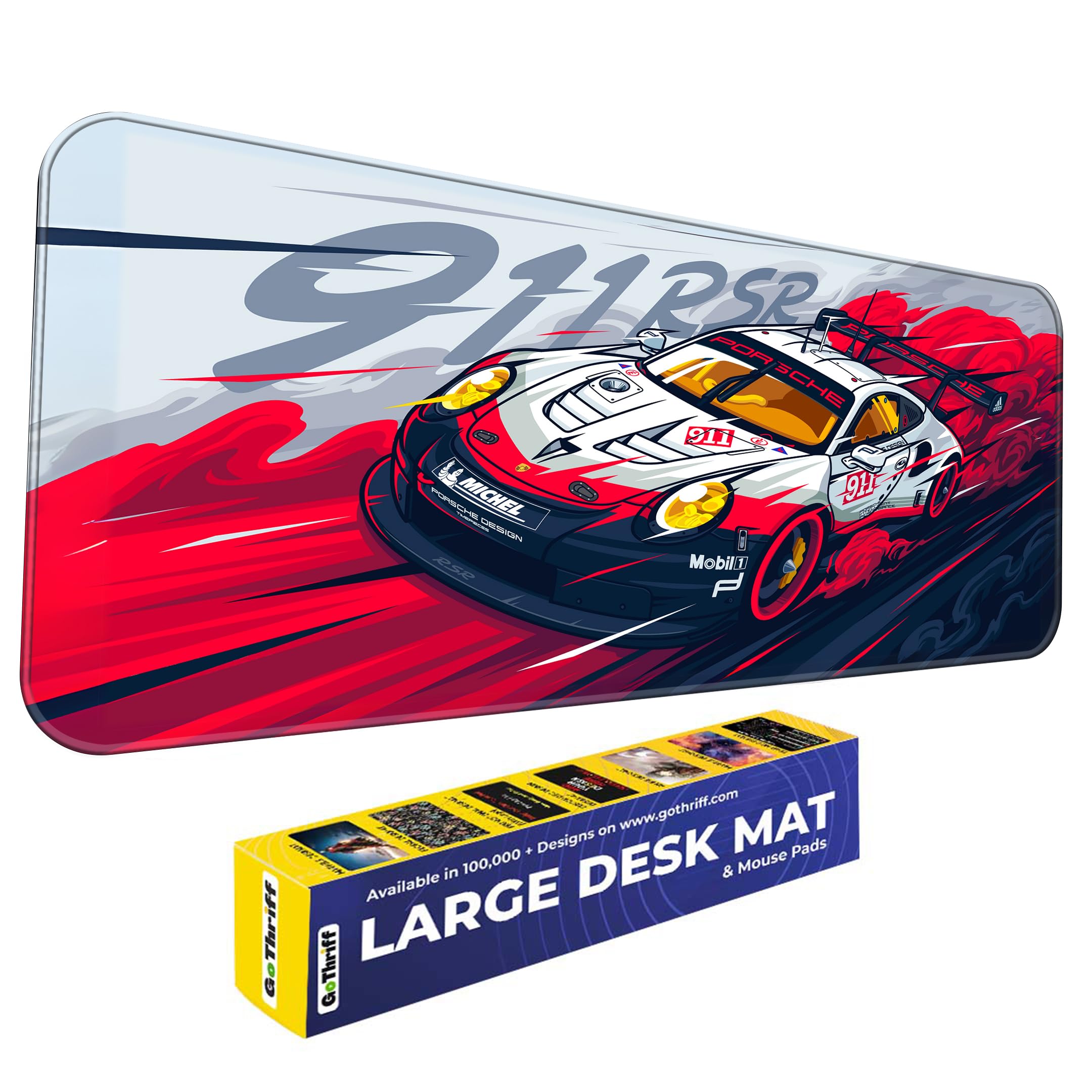 Porsche 911 RSR Gaming Mouse Pad - Extended Large 80x33CM, Non-Slip Rubber Base, Stitched Edges, Perfect for Gaming Setup - Ideal PC Mouse Pad & Gaming Accessories-picture-14