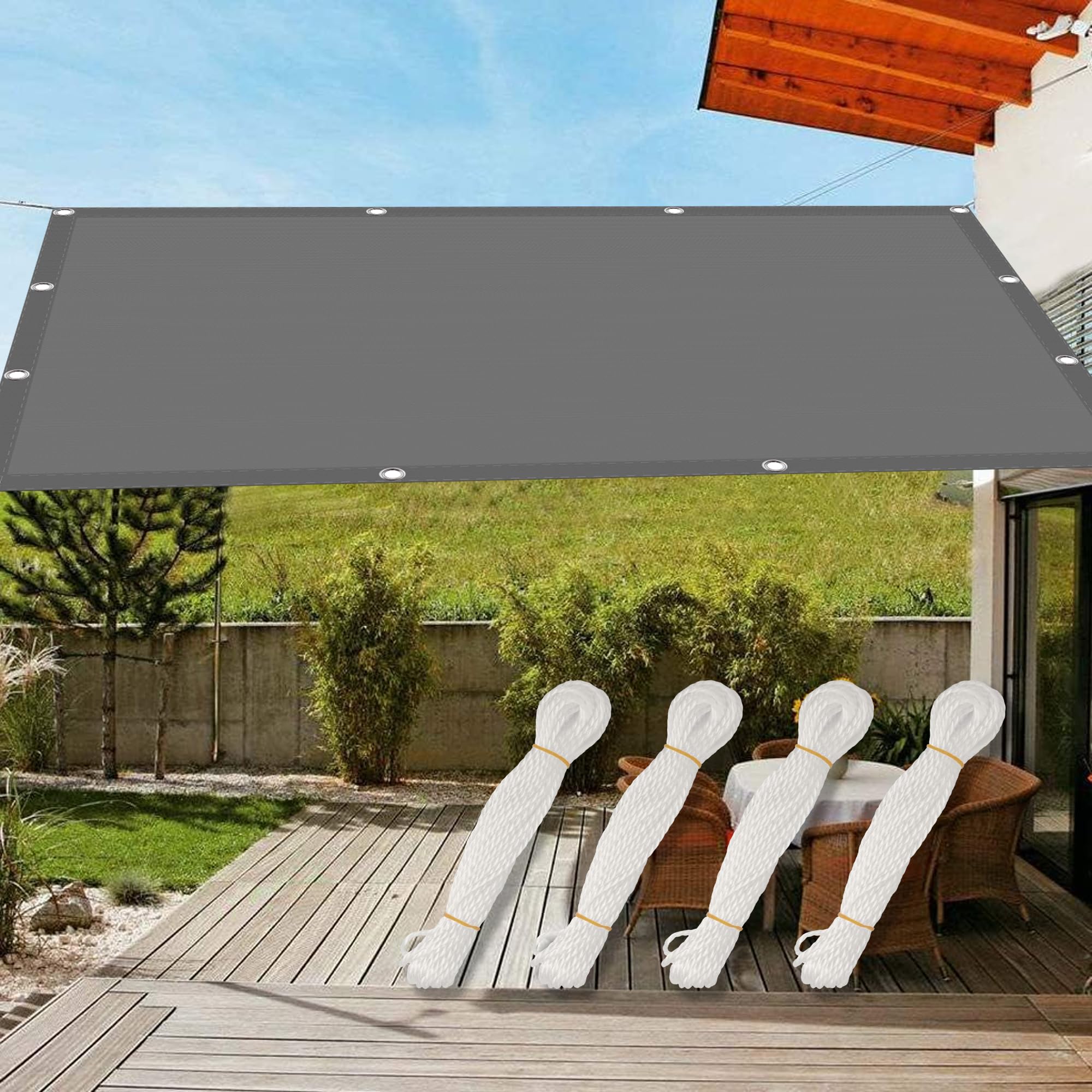 Voile d'ombrage résistant protection 98% UV gris clair 160x350