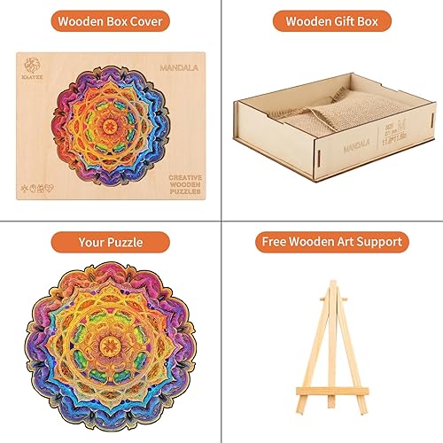 Miniatura 7 de KAAYEE Rompecabezas de madera para adulto, rompecabezas circular de tamaño L, rompecabezas de madera redondos para adultos, rompecabezas de madera