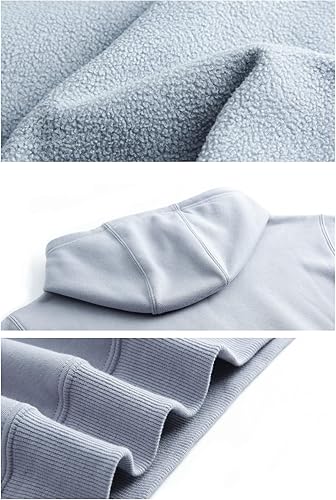 Miniatura 4 de Sudadera con capucha de forro polar para mujer color liso básica holgada de manga larga hombros caídos Azul