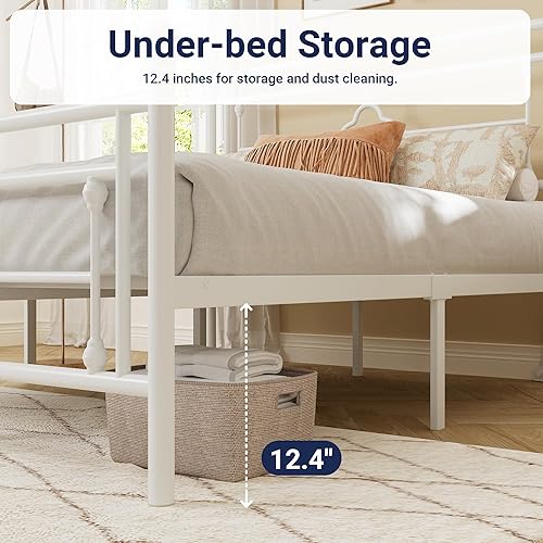 Miniatura 5 de Allewie Base de cama de plataforma de metal tamaño completo con cabecero y estribo vintage victorianosbase de colchónalmacenamiento debajo de la