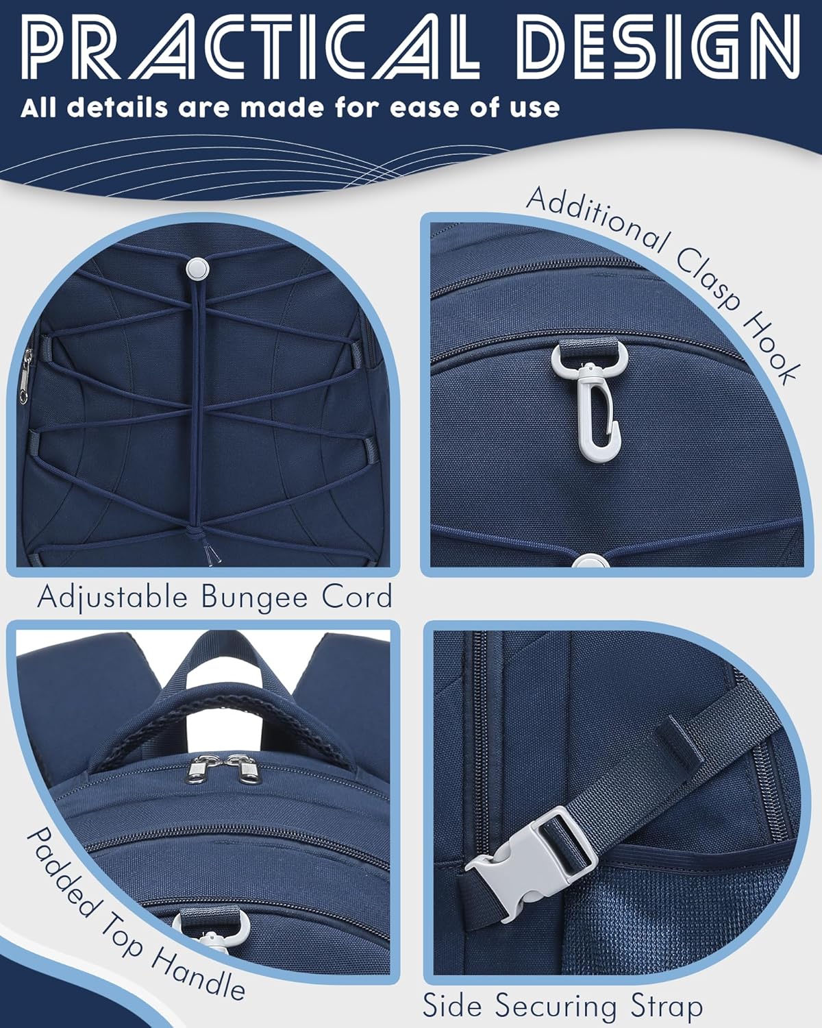 BLUEFAIRY Middle High School Backpack for Teen Boys Girls Large College Bookbag with Laptop Sleeve Back to School Book Bags Mochilas Escolares para Niños Niñas Adolescentes (Dark Blue, Solid) - Image 7