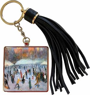 3dRose Skaters, Central Park c. 1912 by William Glackens Ice Skating Tassel Key Chain